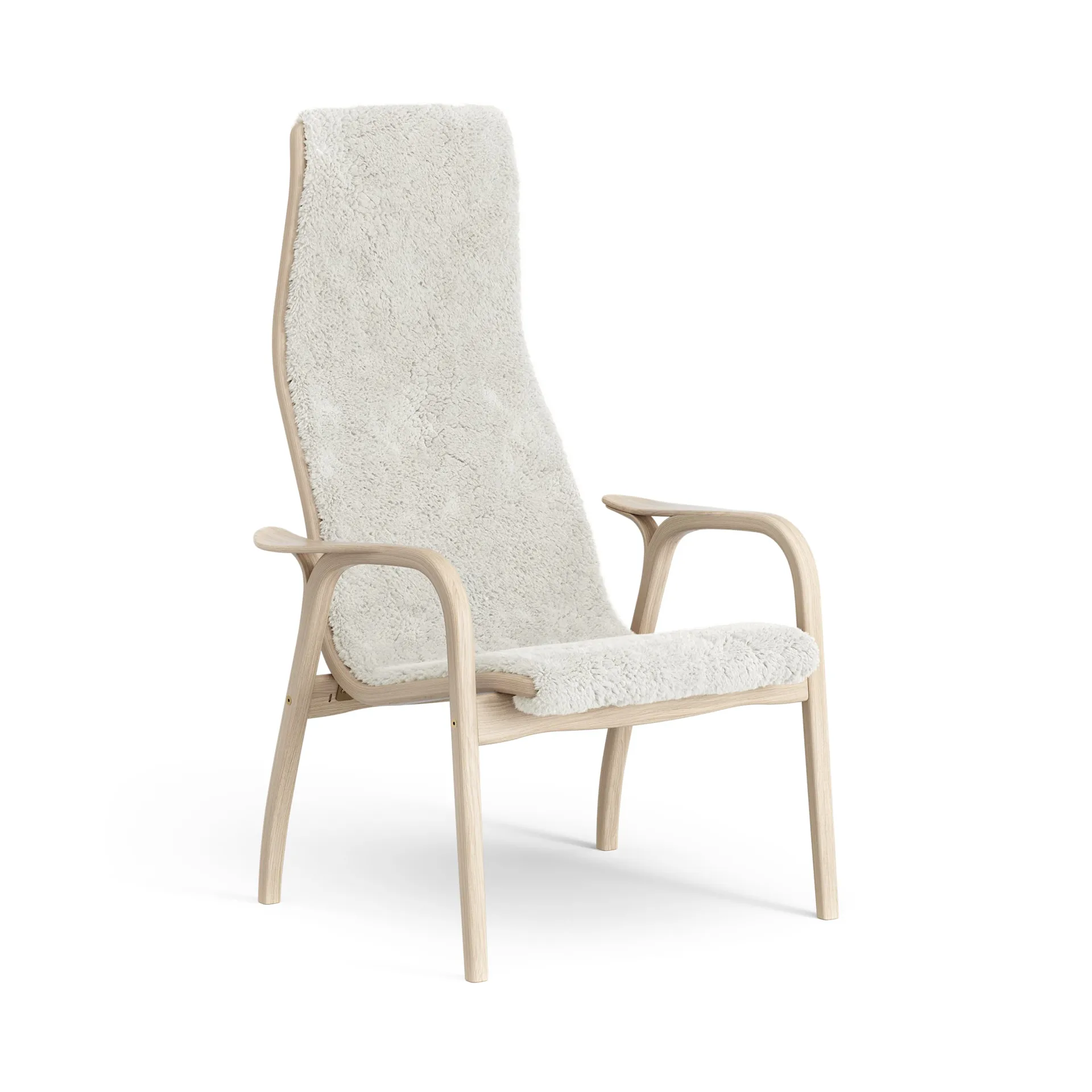Lamino arm chair white pigmented oak/sheep skin, Off white (white) Swedese