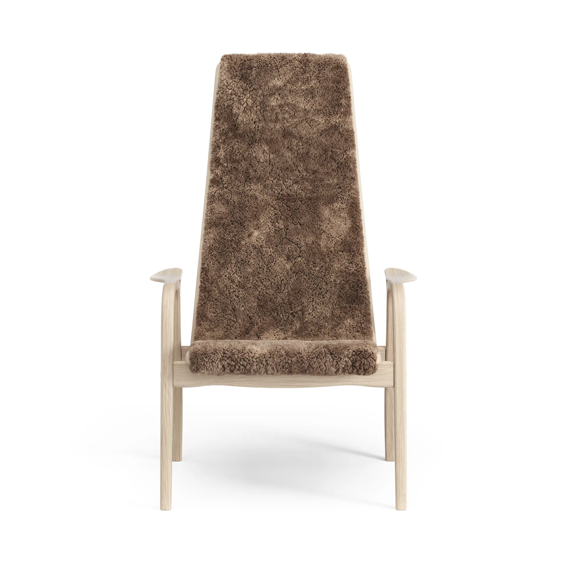 Lamino arm chair white pigmented oak/sheep skin, Sahara (nougat brown) Swedese