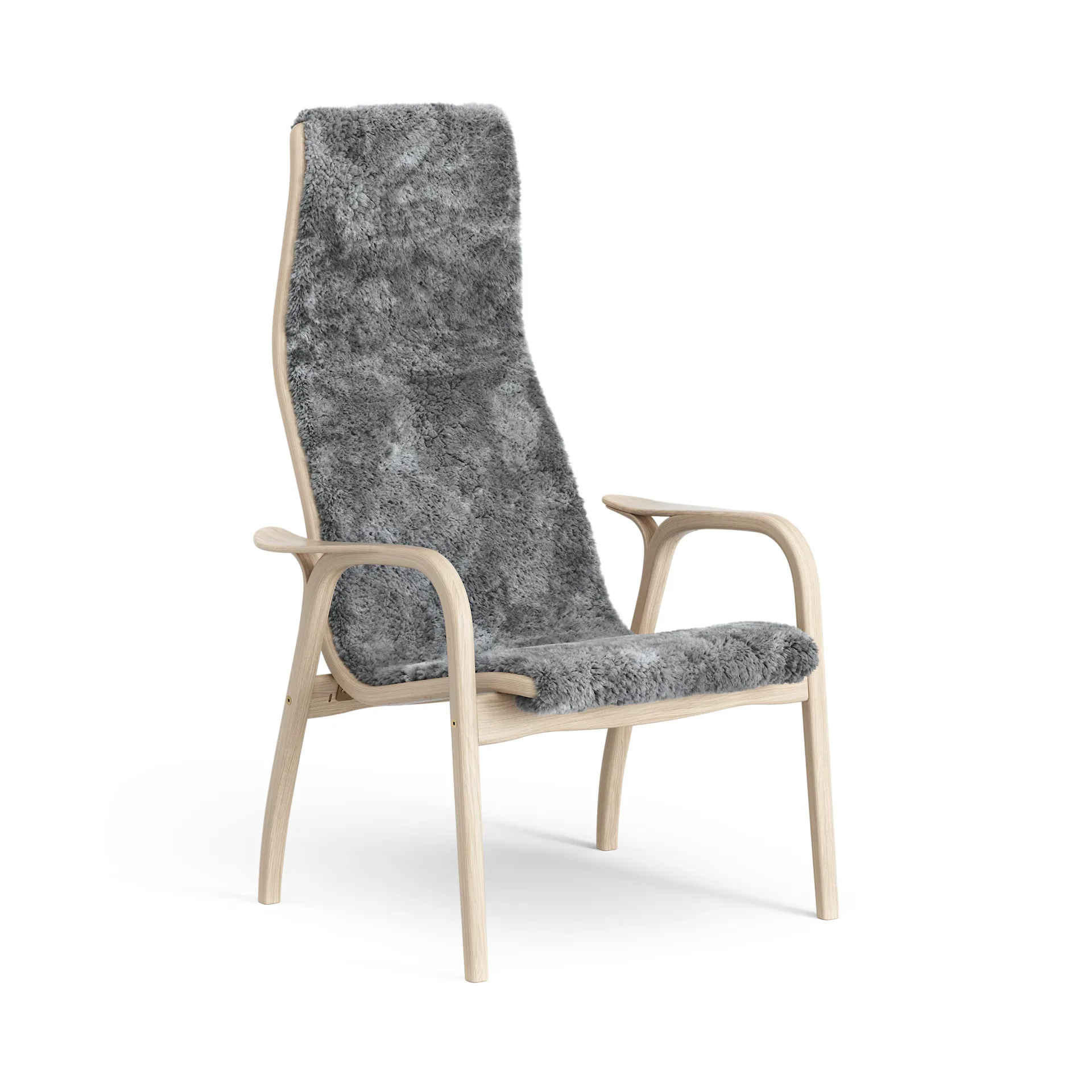Lamino arm chair white pigmented oak/sheep skin, Scandinavian Grey (grey) Swedese
