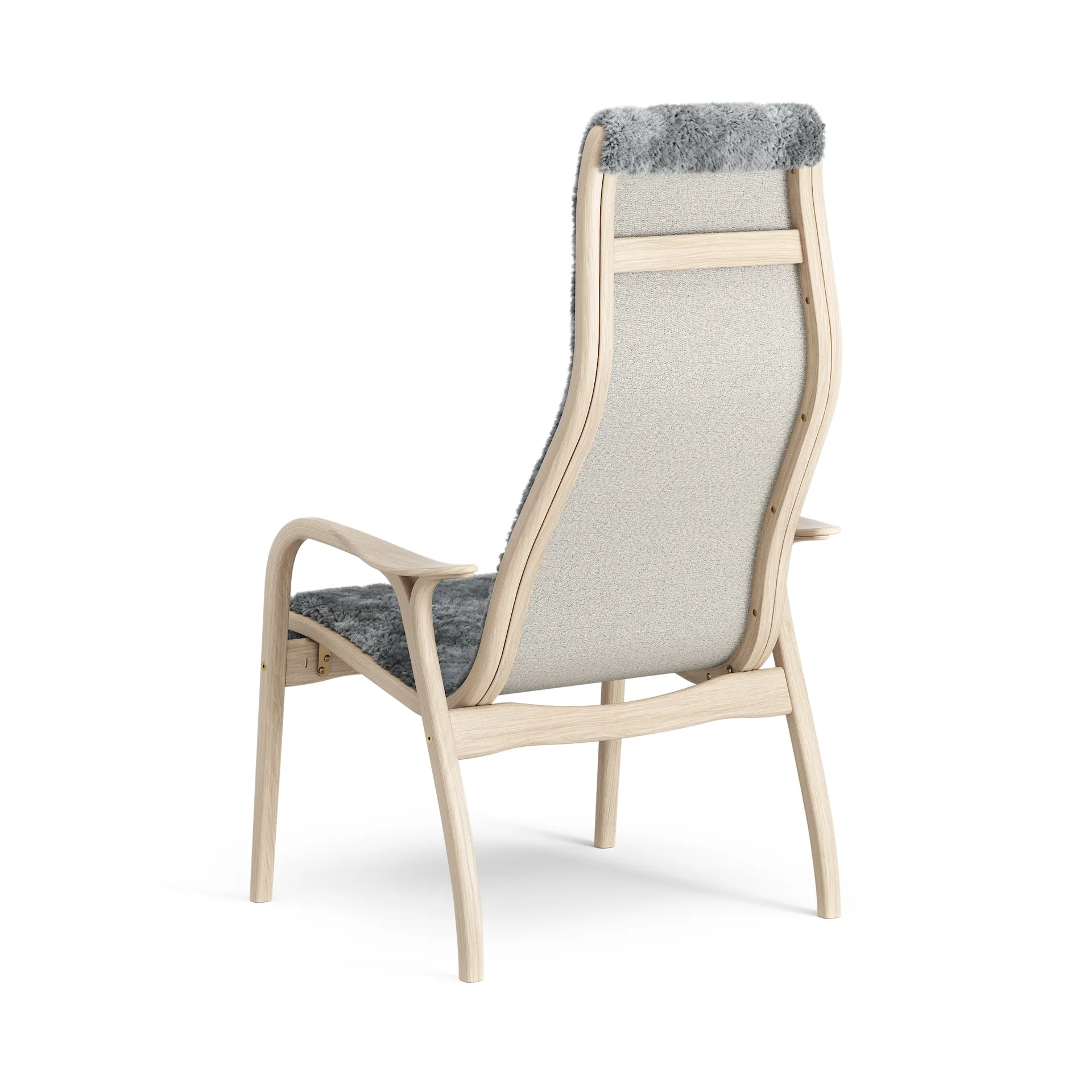 Lamino arm chair white pigmented oak/sheep skin, Scandinavian Grey (grey) Swedese