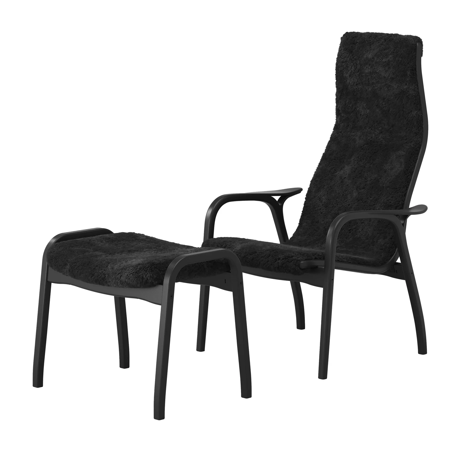 Lamino armchair and footstool Black Edition, Black Swedese