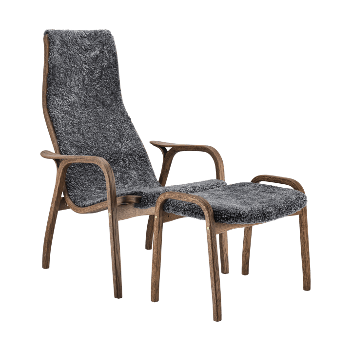 Lamino armchair and footstool oak/sheepskin Special Edition - Rubio Monocoat Chocolate-Charcoal - Swedese