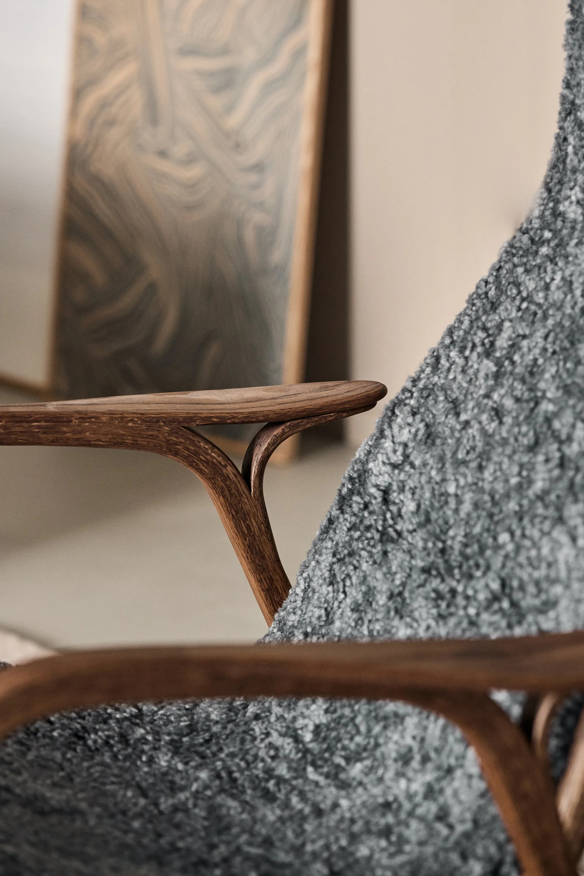 Lamino armchair and footstool oak/sheepskin Special Edition, Rubio Monocoat Chocolate-Charcoal Swedese
