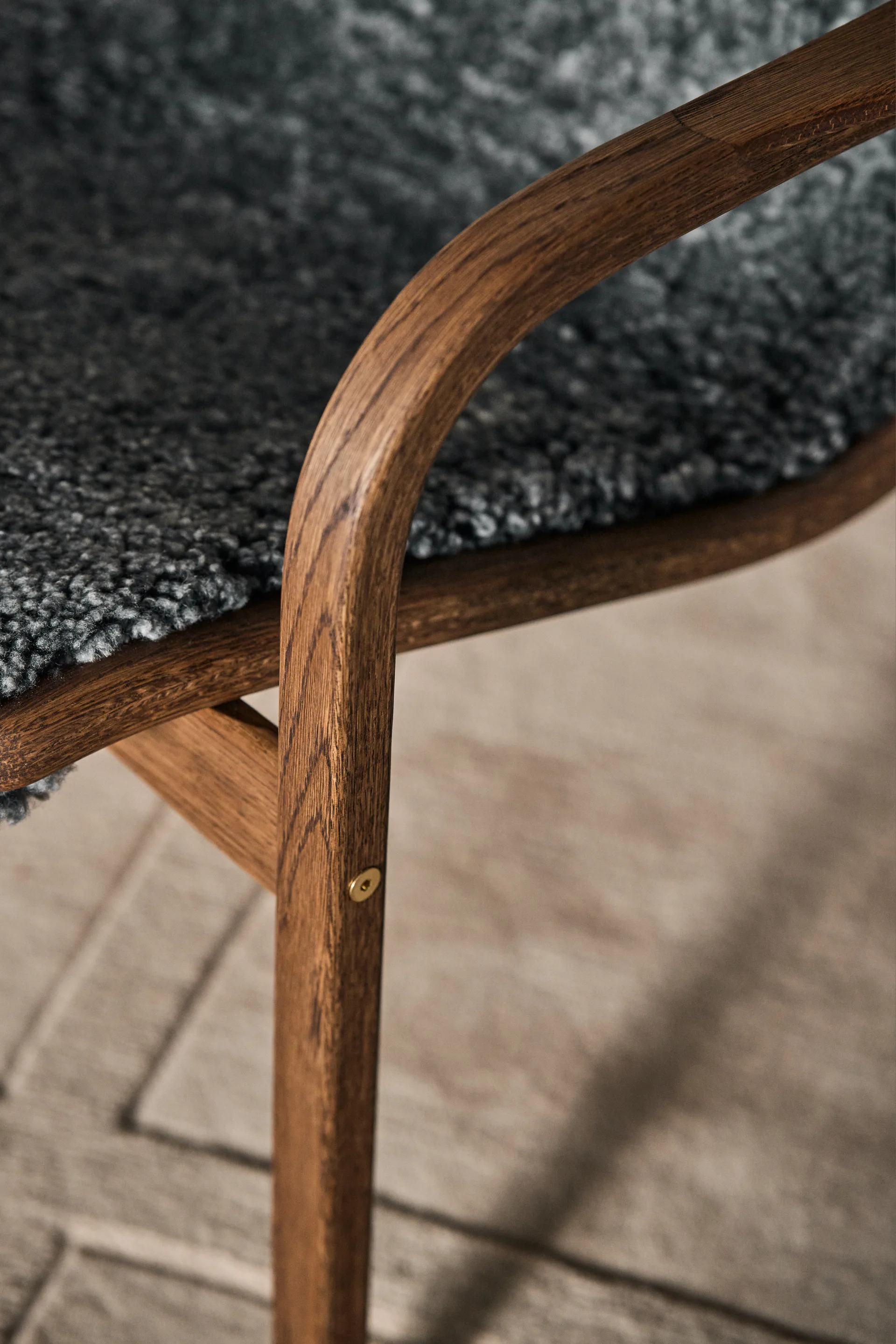 Lamino armchair and footstool oak/sheepskin Special Edition, Rubio Monocoat Chocolate-Charcoal Swedese