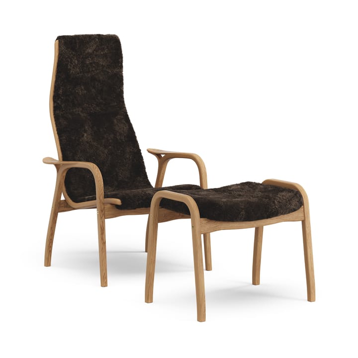 Lamino armchair and footstool oiled oak/sheepskin - Espresso (brown) - Swedese
