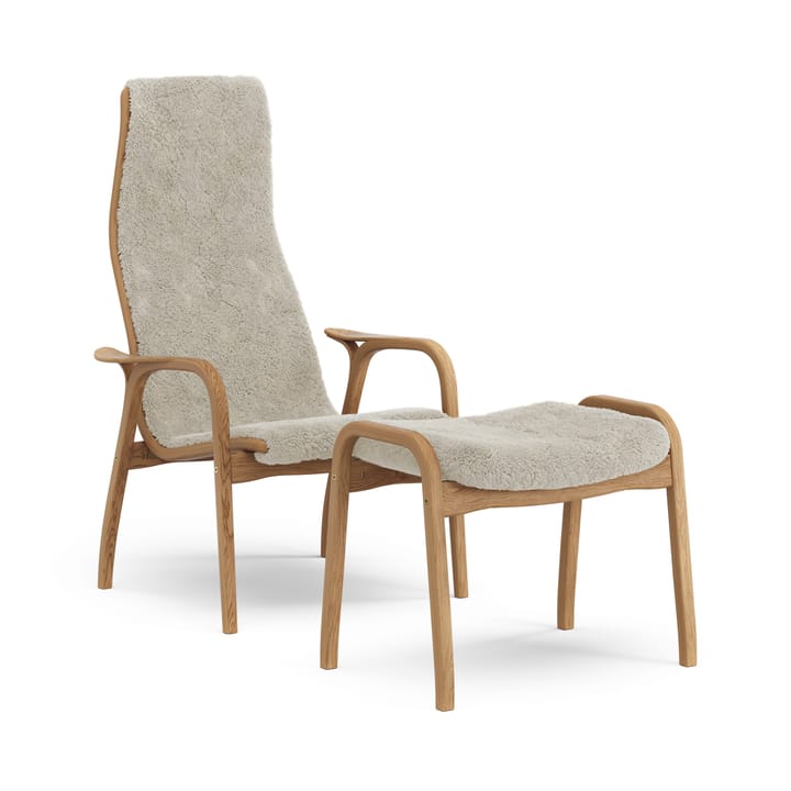 Lamino armchair and footstool oiled oak/sheepskin - Moonlight (beige) - Swedese