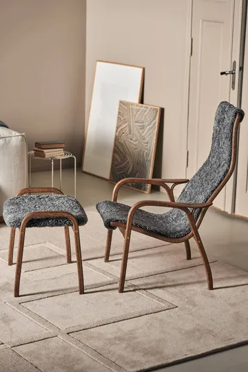 Lamino armchair and footstool - Sheepskin Charcoal-Rubio Monocoat Chocolate - Swedese