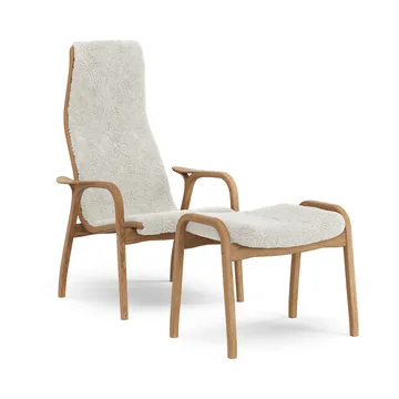 Lamino armchair and footstool - Sheepskin Off white-oiled oak - Swedese