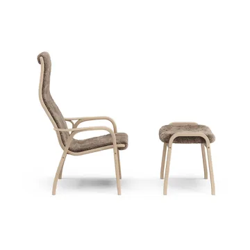 Lamino armchair and footstool - Sheepskin Sahara-laquered beech - Swedese