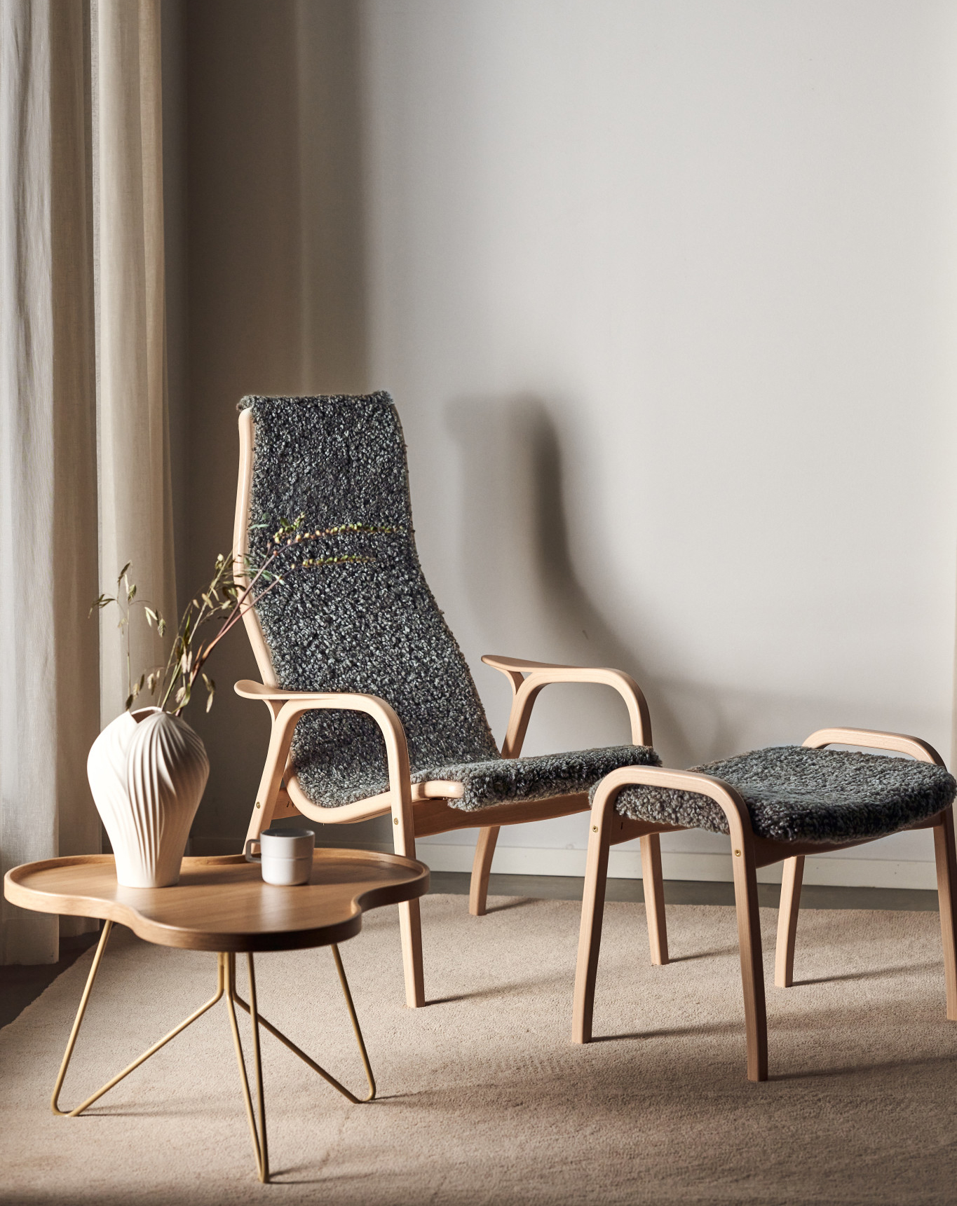 Scandi armchair and footstool deals