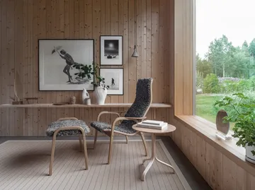 Lamino armchair - Sheepskin black-lacquered beech - Swedese