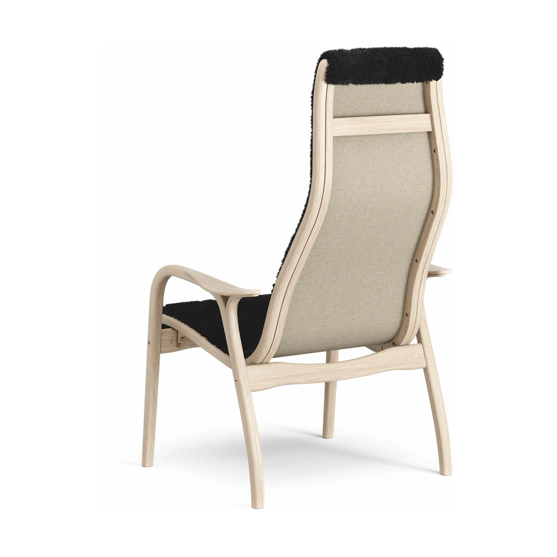 Lamino armchair, Sheepskin Black-white pigmented oak Swedese