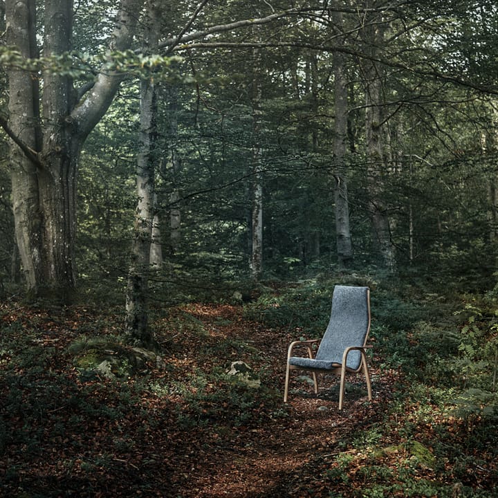 Lamino armchair - Sheepskin charcoal, lacquered walnut - Swedese