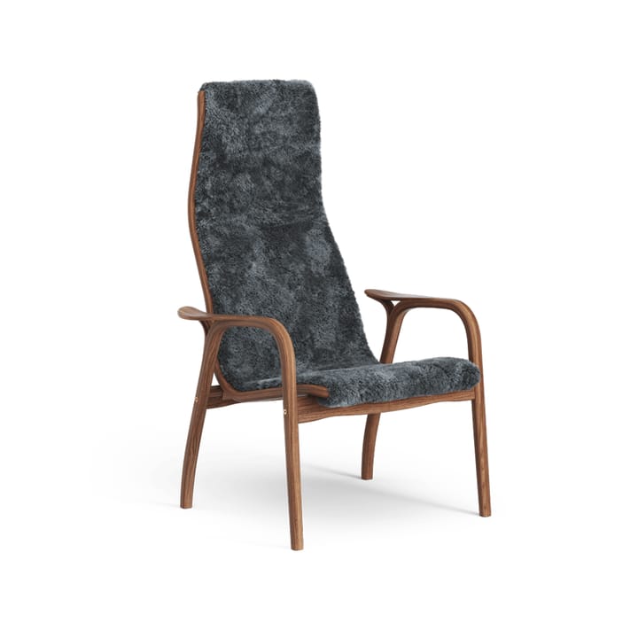 Lamino armchair - Sheepskin charcoal, lacquered walnut - Swedese