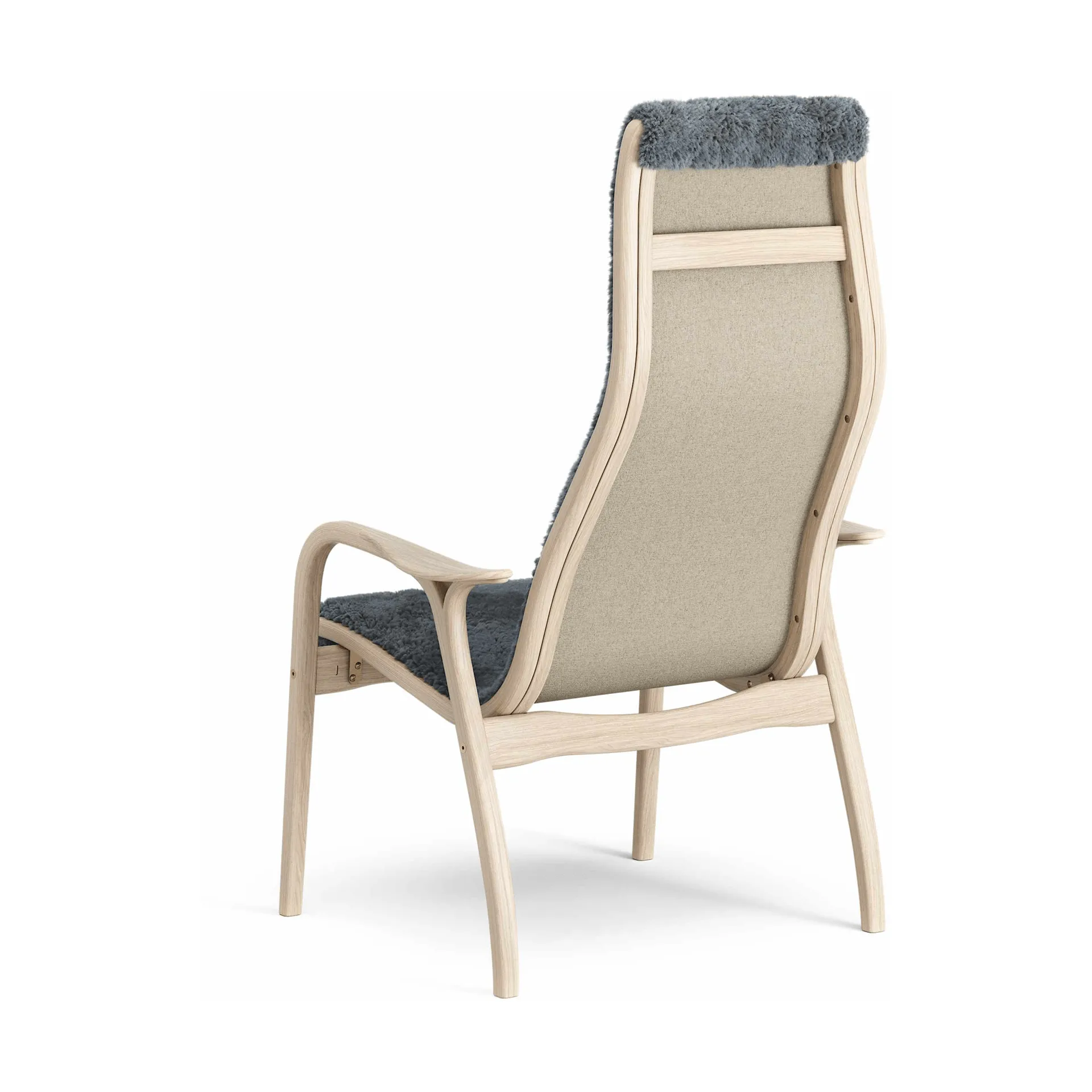 Lamino armchair, Sheepskin Charcoal-white pigmented oak Swedese