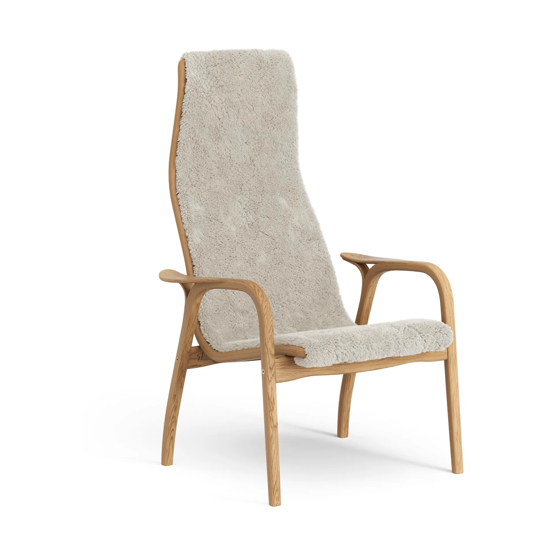 Lamino armchair, Sheepskin Moonlight-oiled oak Swedese