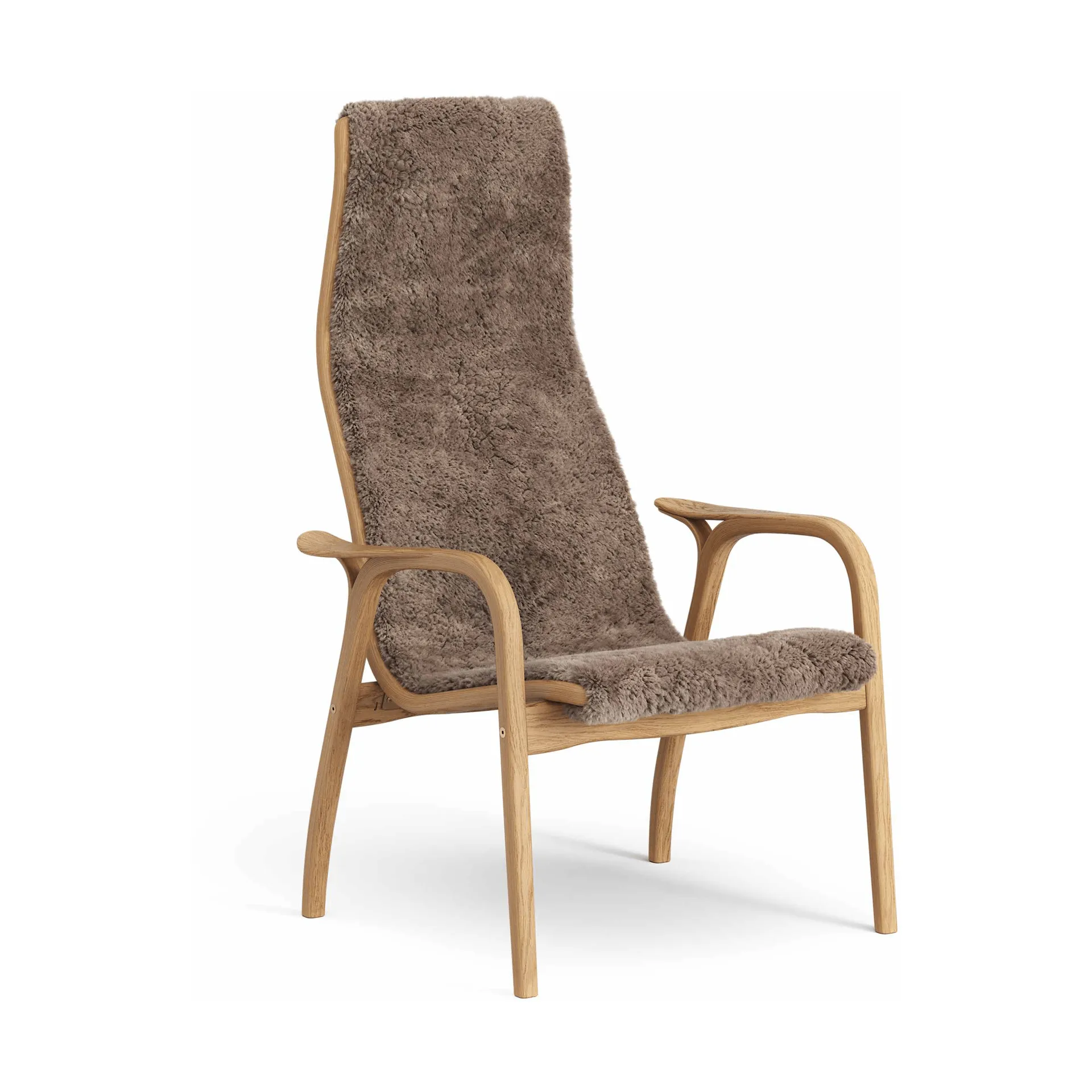 Lamino armchair, Sheepskin Sahara-oiled oak Swedese