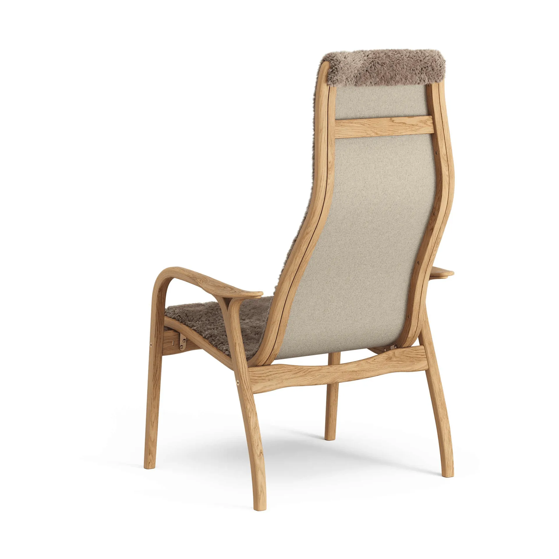 Lamino armchair, Sheepskin Sahara-oiled oak Swedese