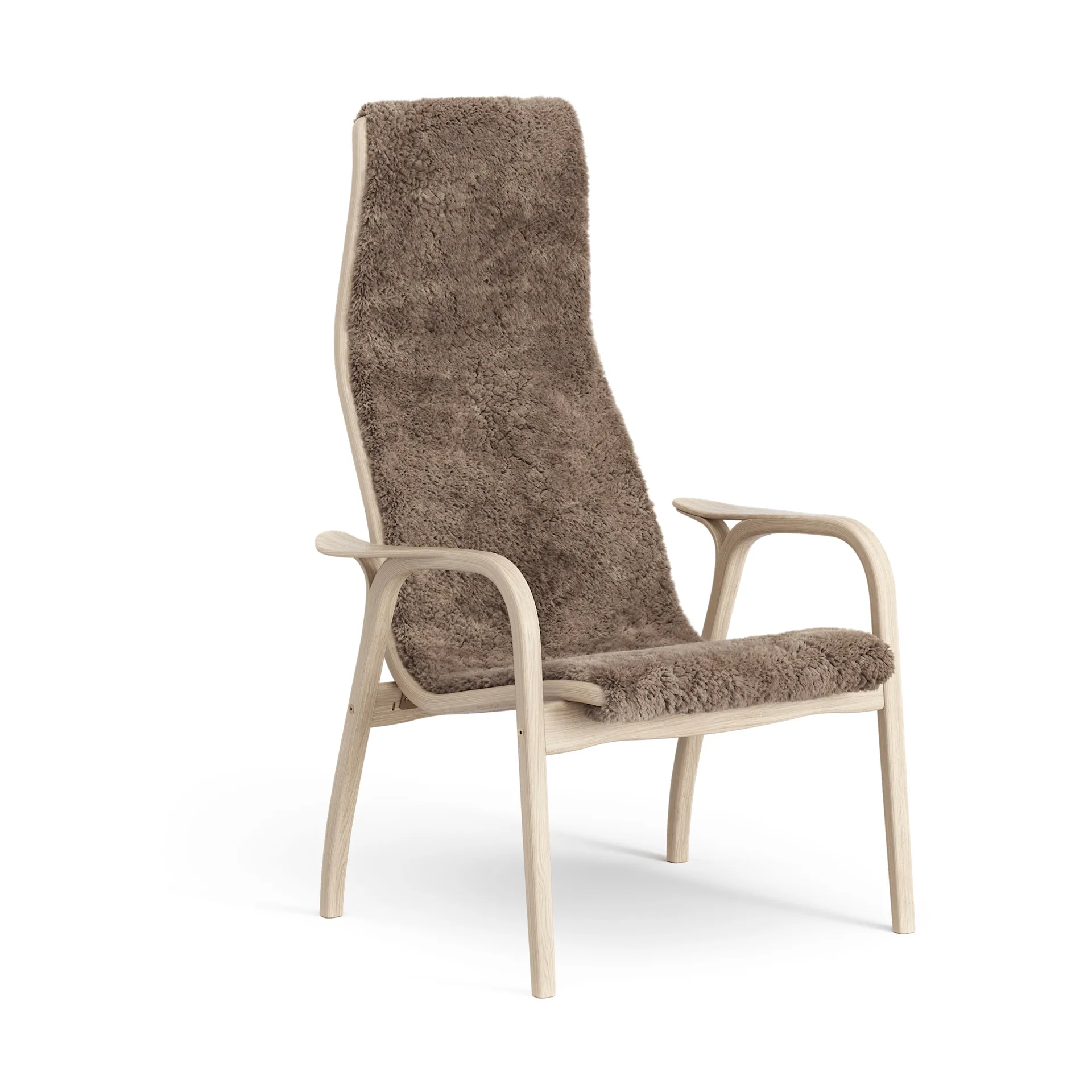 Lamino armchair, Sheepskin Sahara-white pigmented oak Swedese