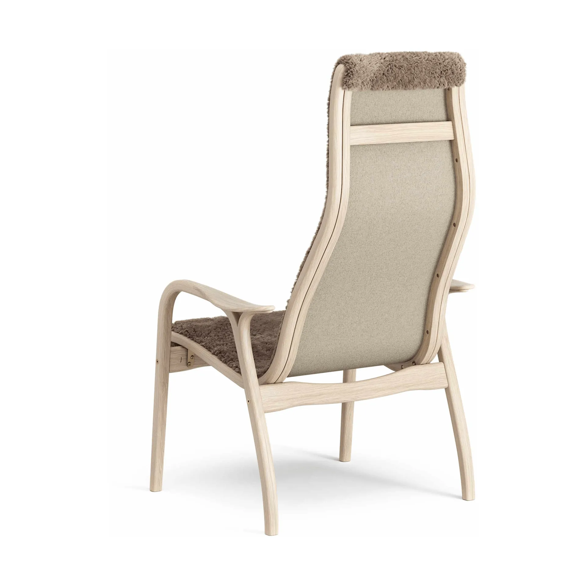Lamino armchair, Sheepskin Sahara-white pigmented oak Swedese