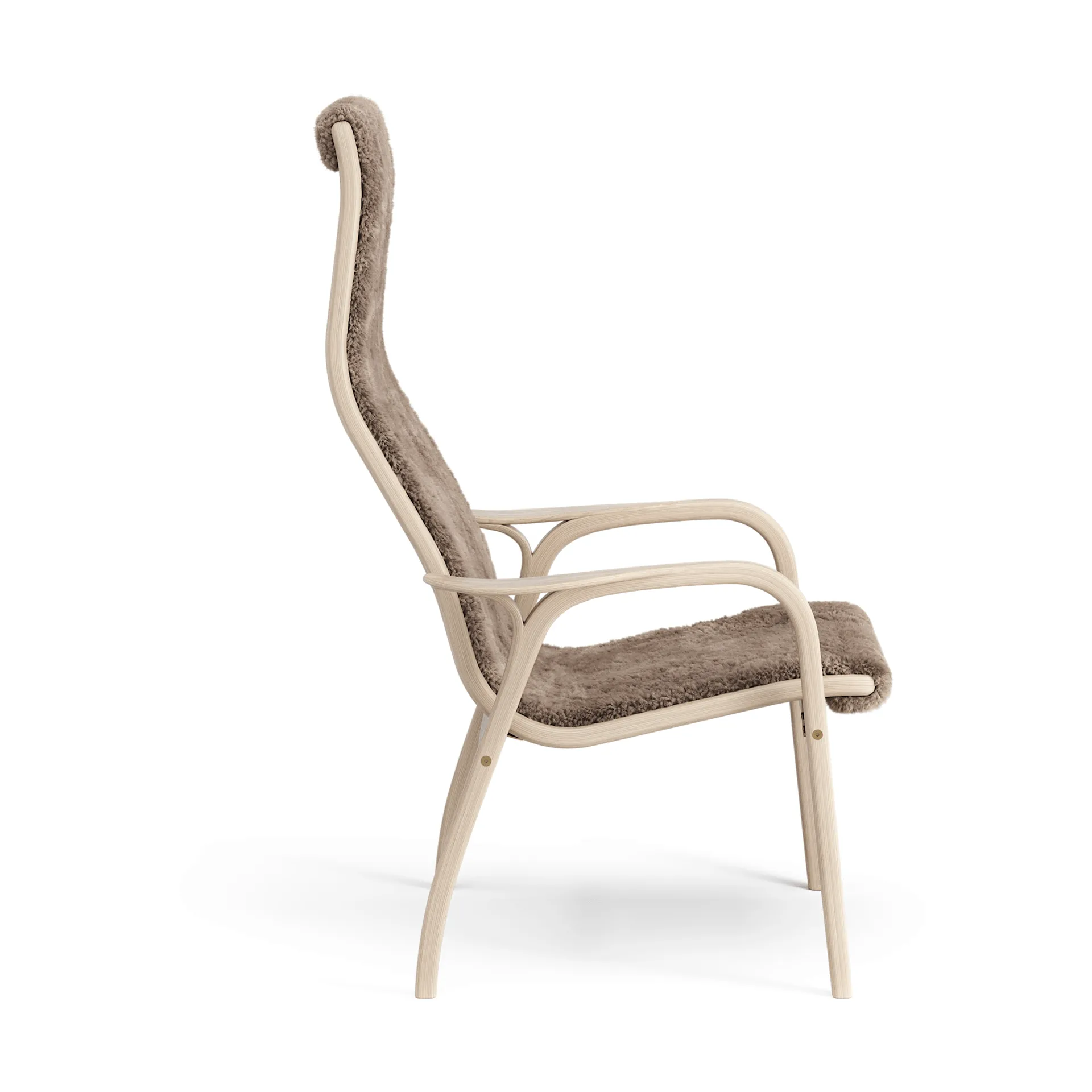 Lamino armchair, Sheepskin Sahara-white pigmented oak Swedese