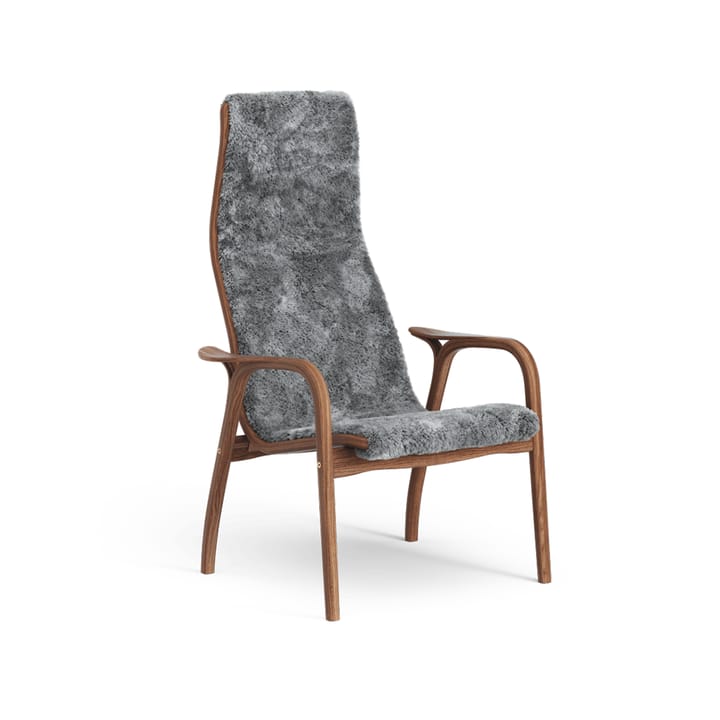 Lamino armchair - Sheepskin scandinavian grey, lacquered walnut - Swedese