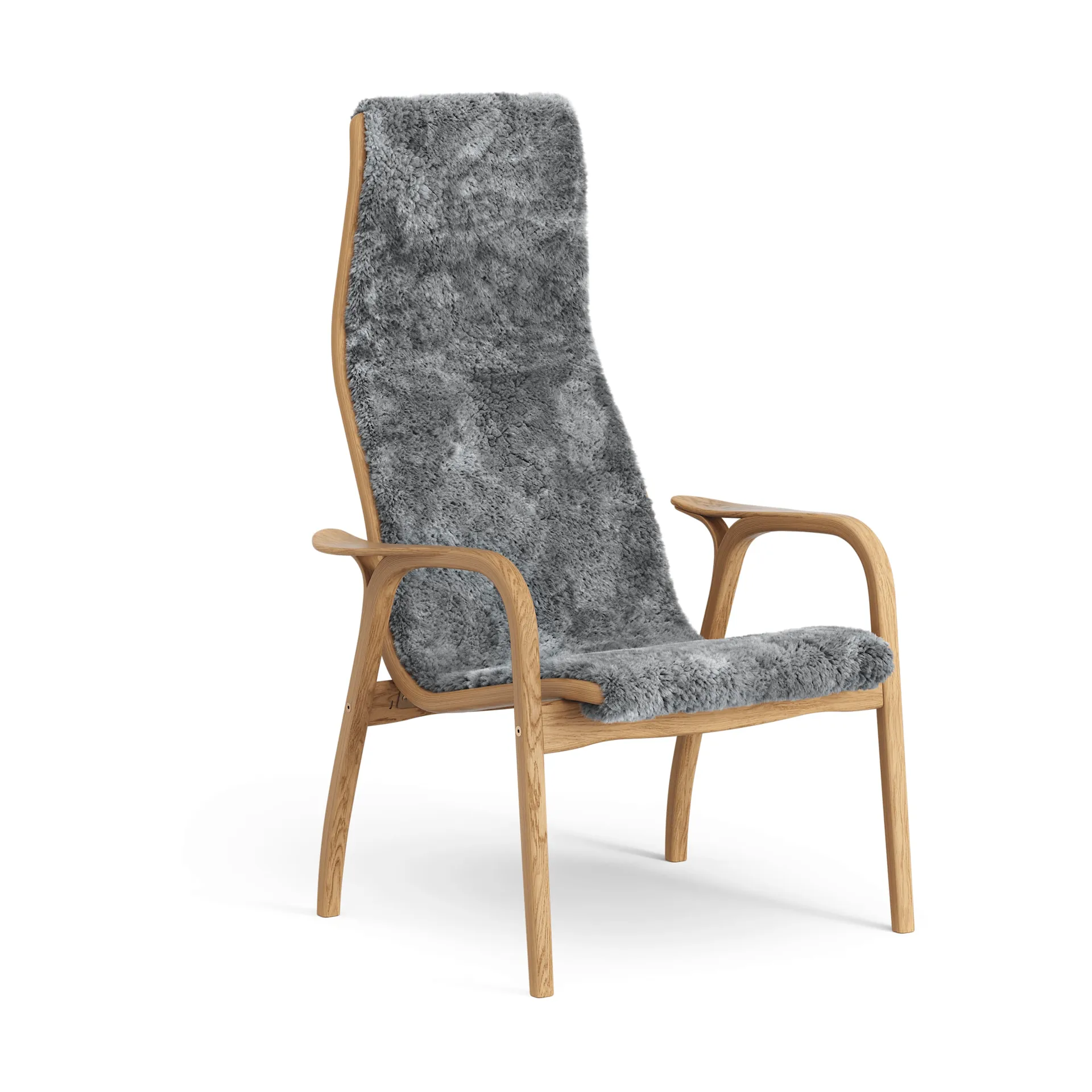 Lamino armchair, Sheepskin Scandinavian grey-oiled oak Swedese