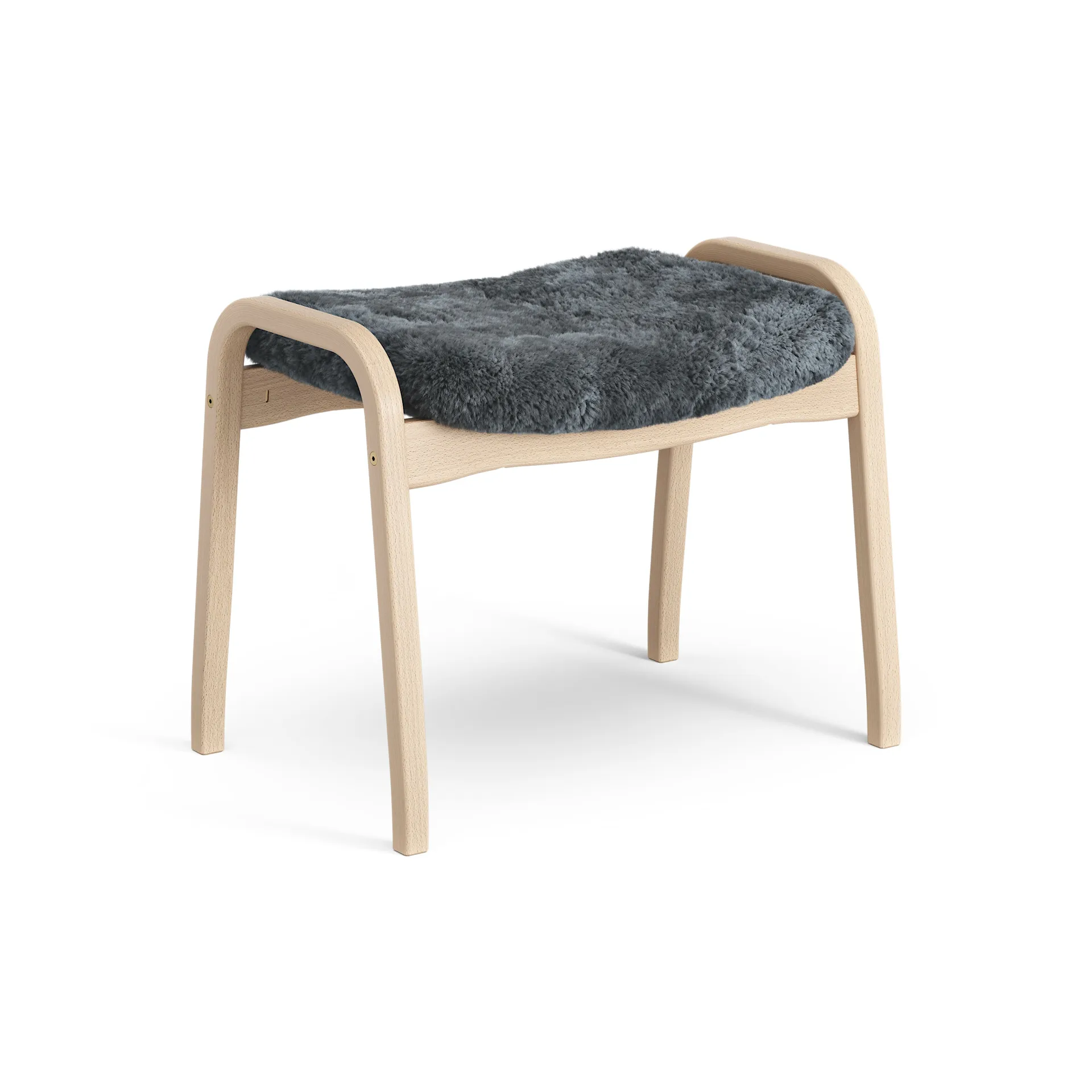 Lamino foot stool laquered beech/sheep skin, Charcoal (dark grey) Swedese