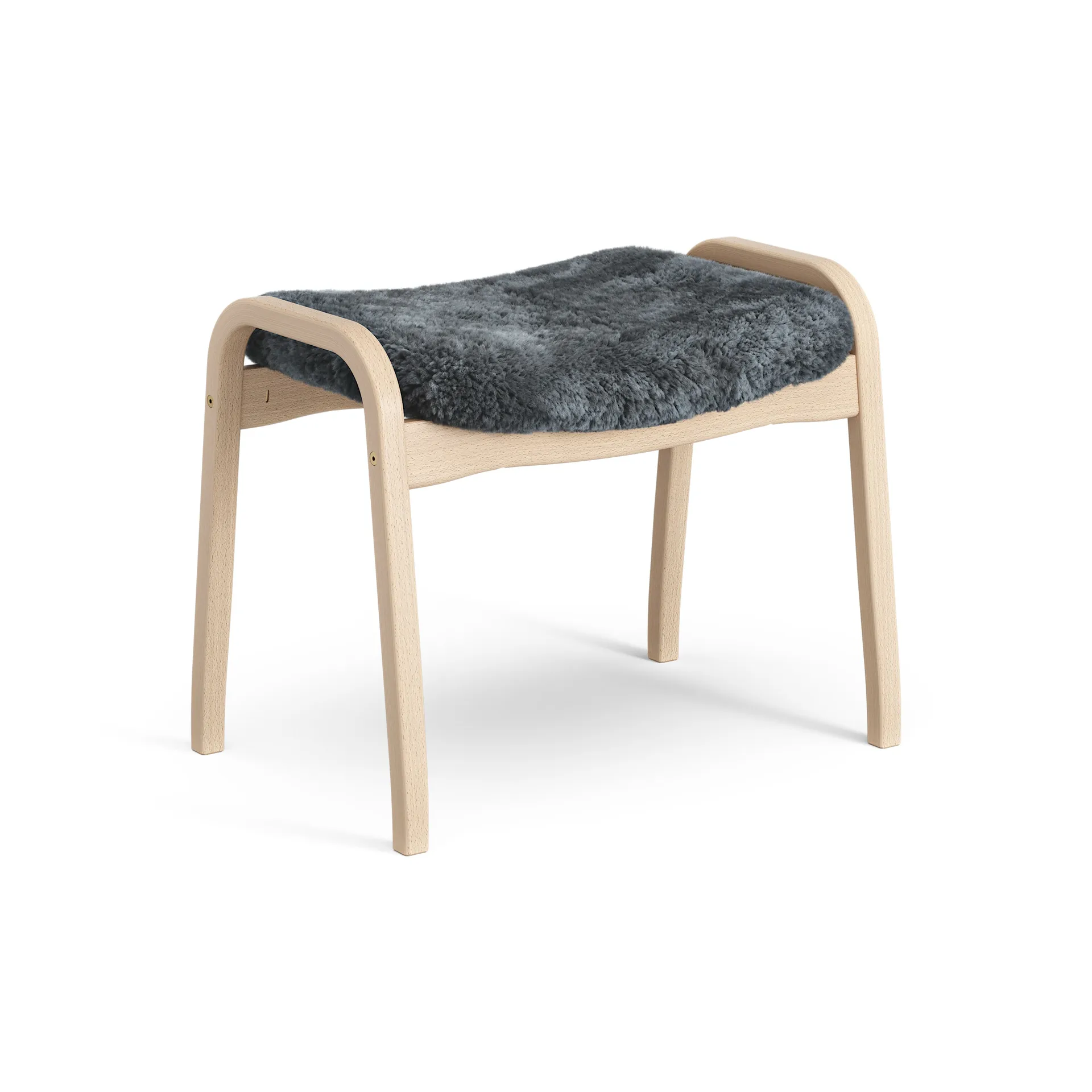 Lamino foot stool laquered beech/sheep skin, Charcoal (dark grey) Swedese