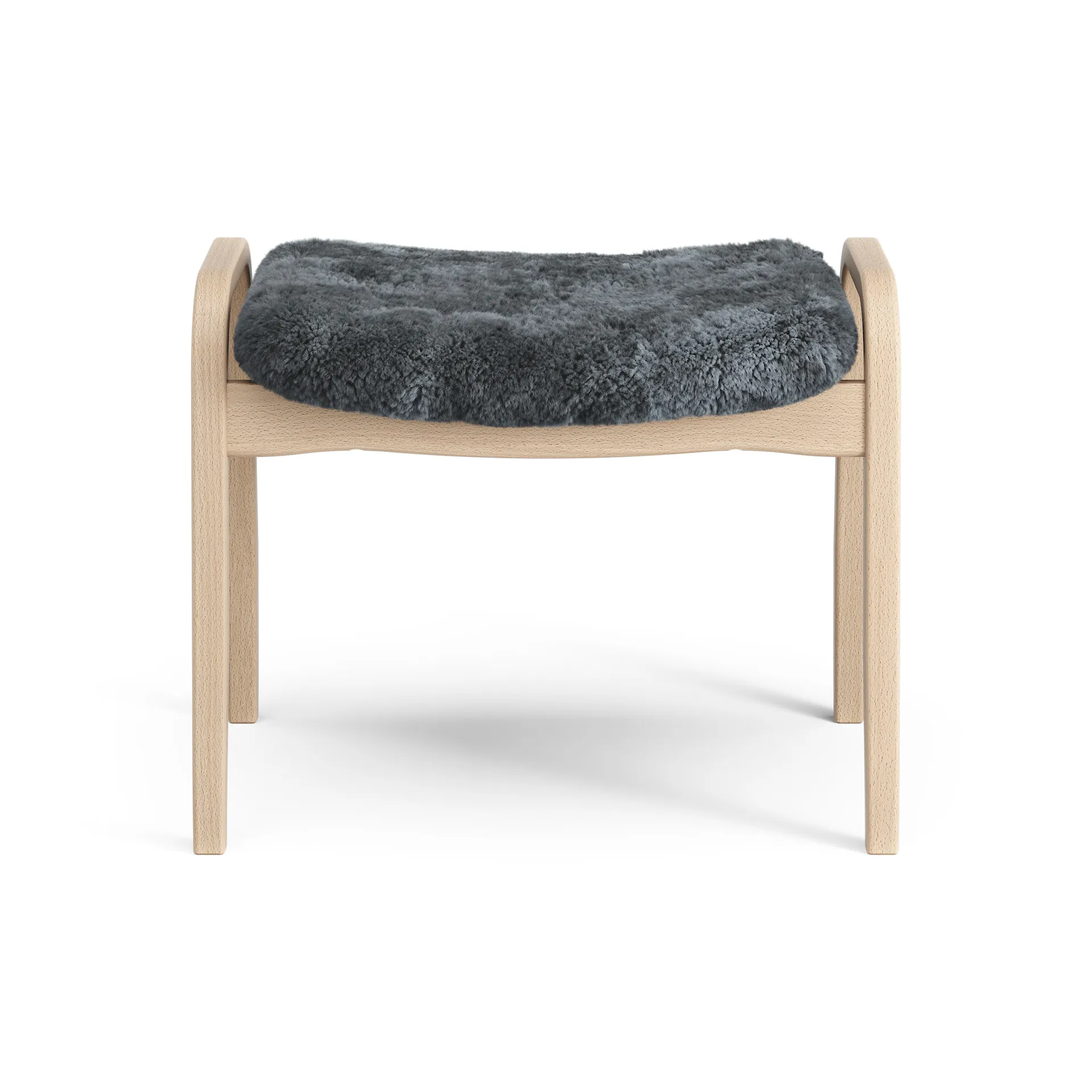 Lamino foot stool laquered beech/sheep skin, Charcoal (dark grey) Swedese