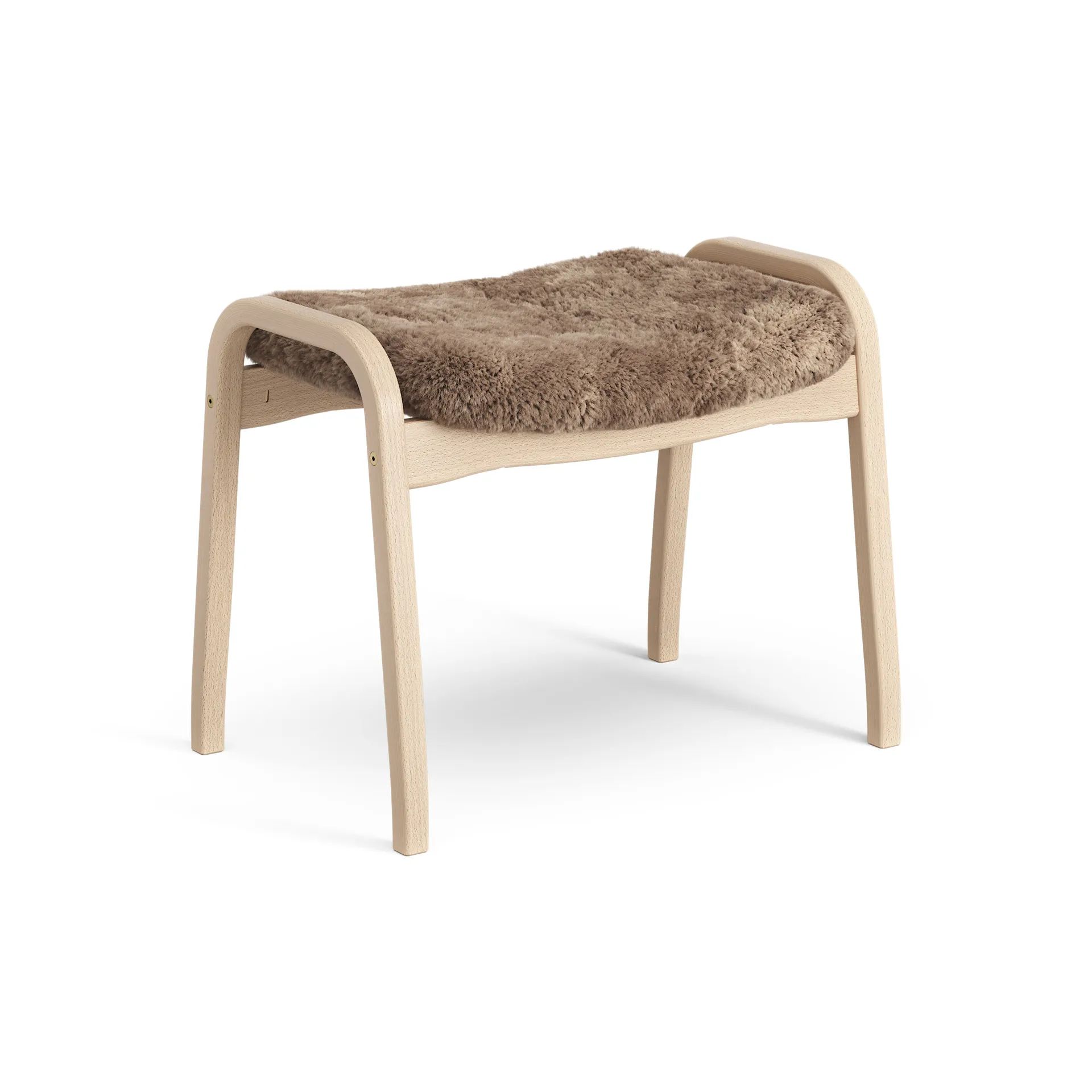 Lamino foot stool laquered beech/sheep skin, Sahara (nougat brown) Swedese