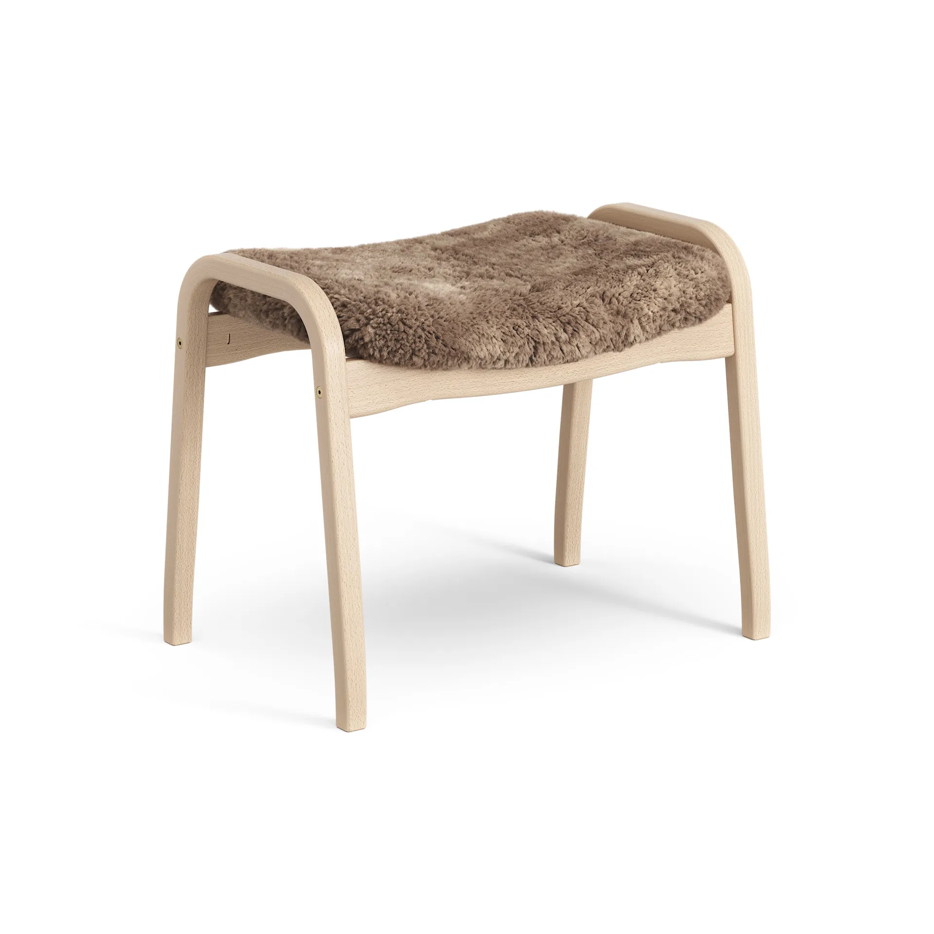 Lamino foot stool laquered beech/sheep skin, Sahara (nougat brown) Swedese