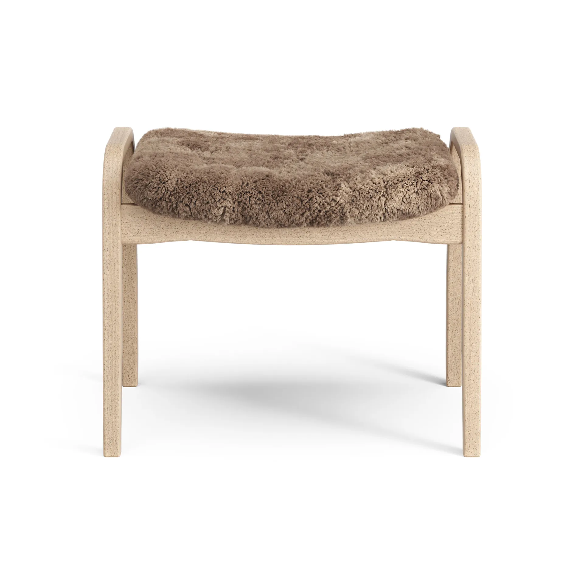 Lamino foot stool laquered beech/sheep skin, Sahara (nougat brown) Swedese