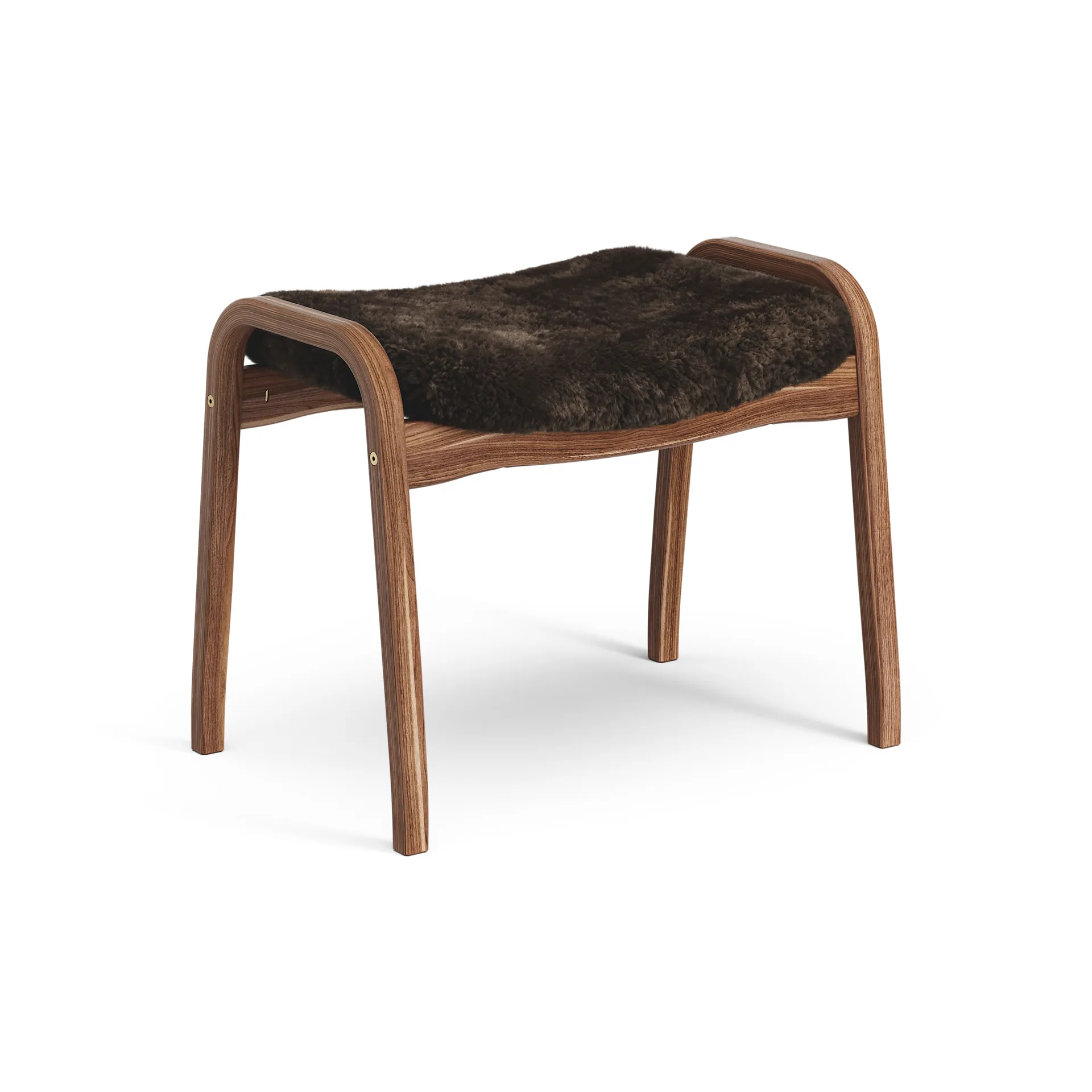 Lamino foot stool oiled walnut/sheep skin, Espresso (brown) Swedese