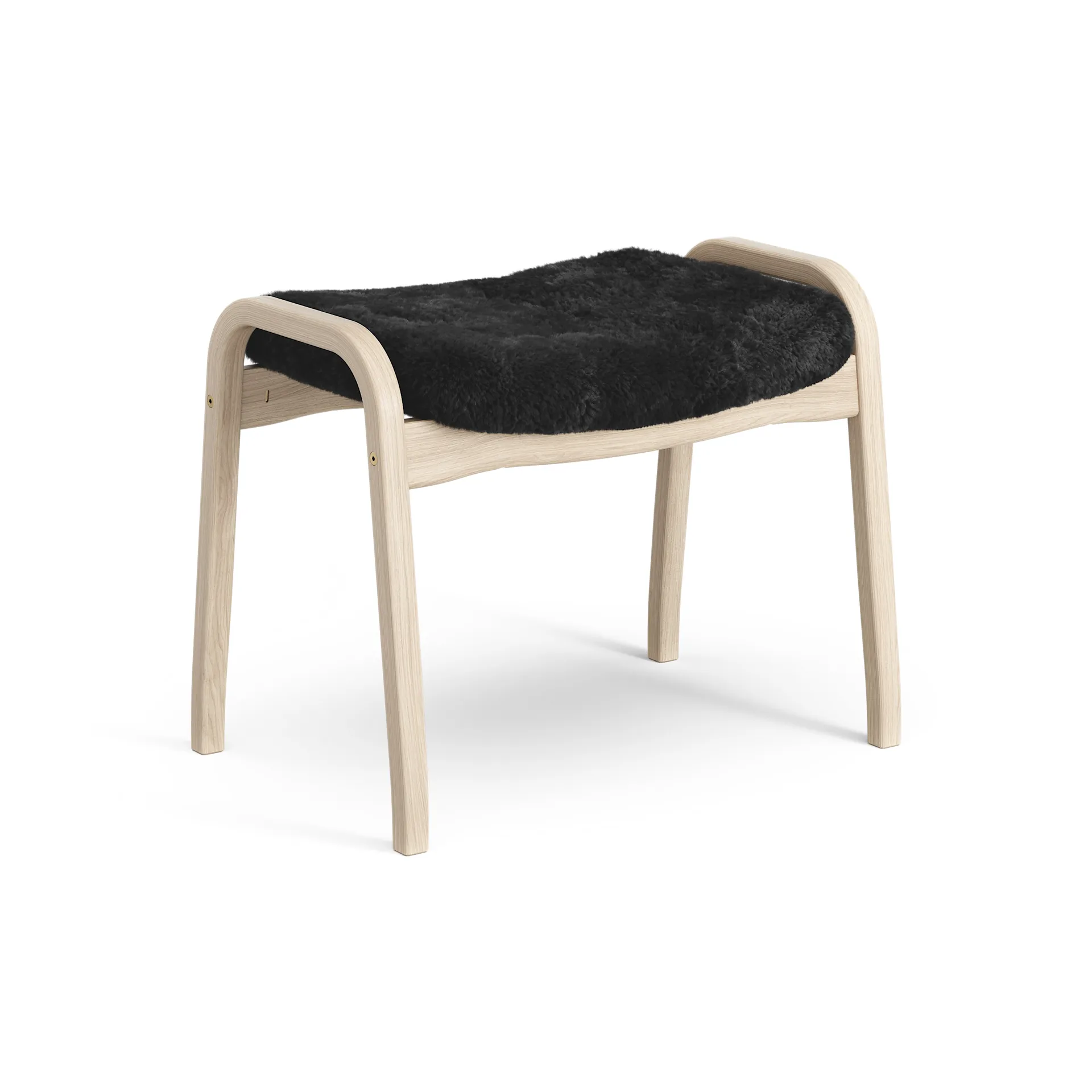 Lamino foot stool white pigmented oak/sheep skin, Black (black) Swedese