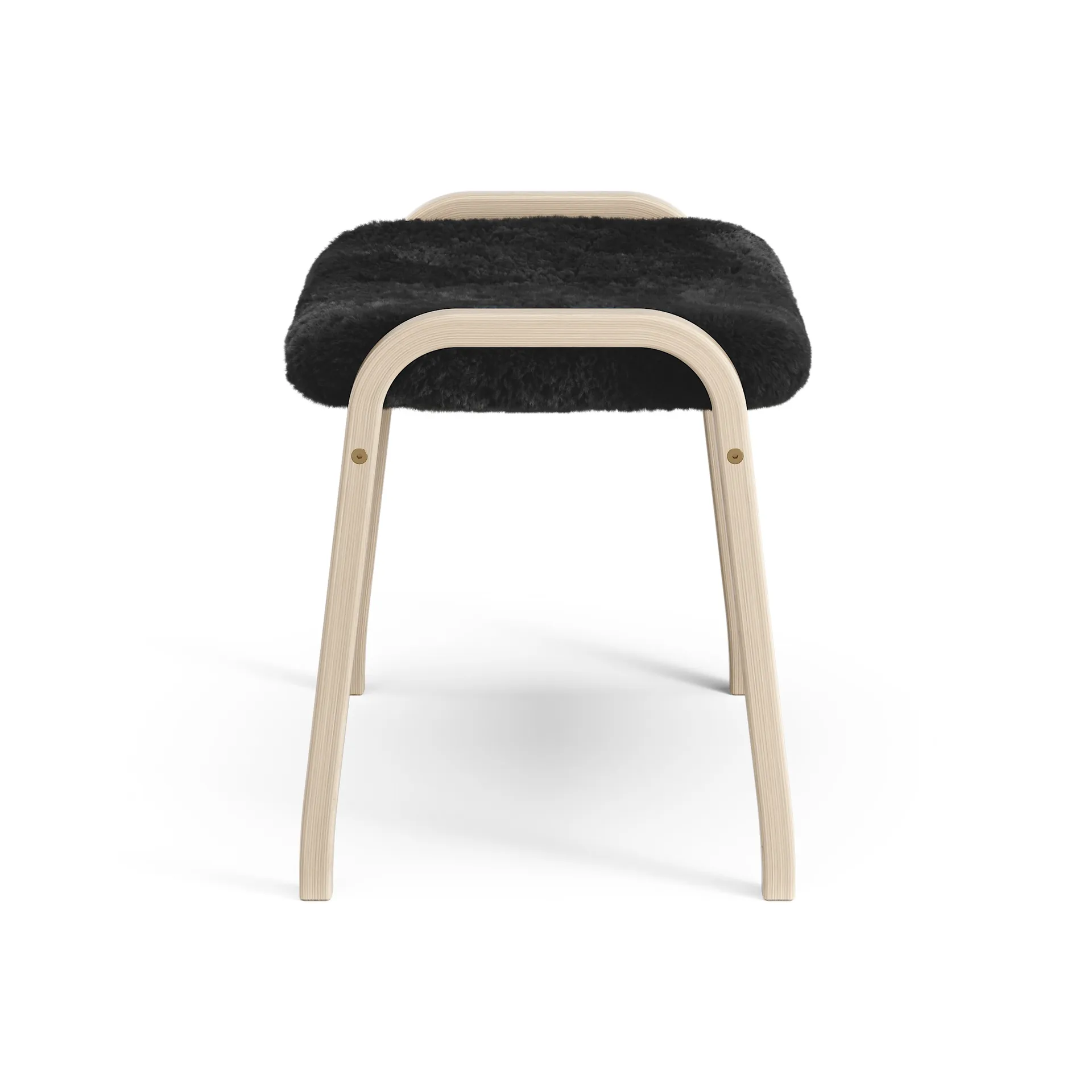 Lamino foot stool white pigmented oak/sheep skin, Black (black) Swedese