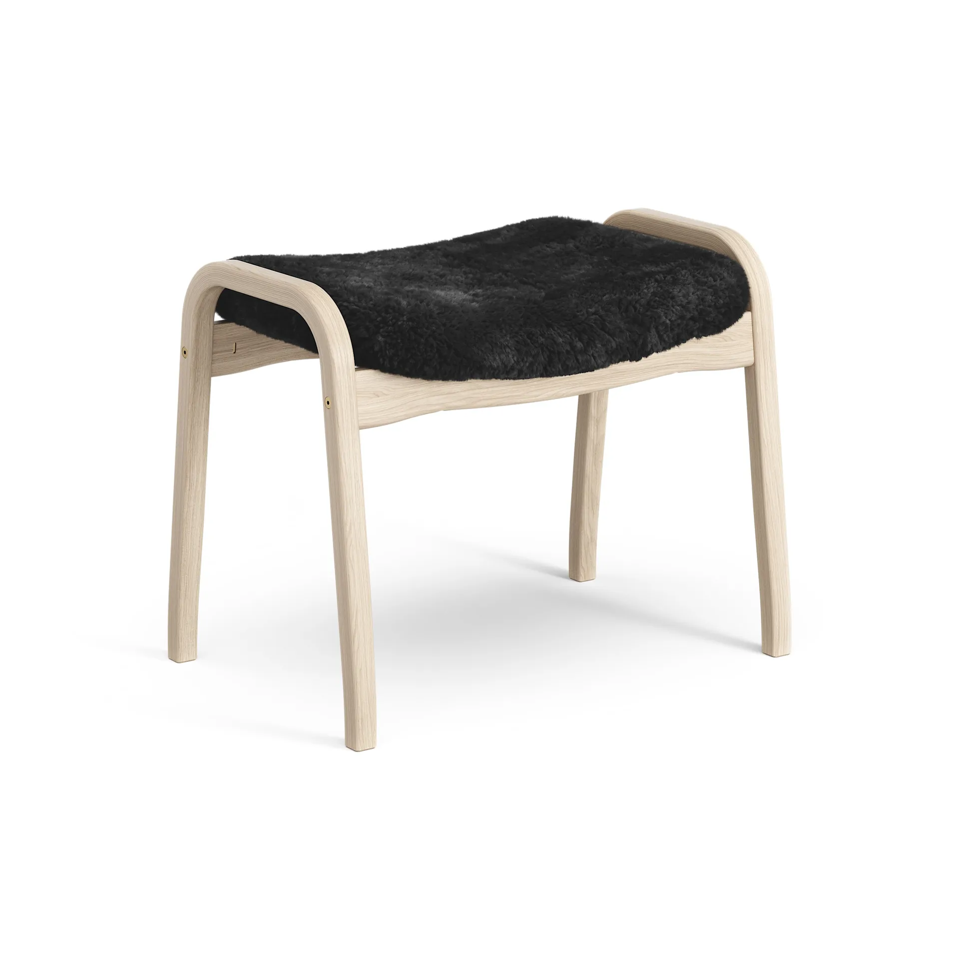 Lamino foot stool white pigmented oak/sheep skin, Black (black) Swedese