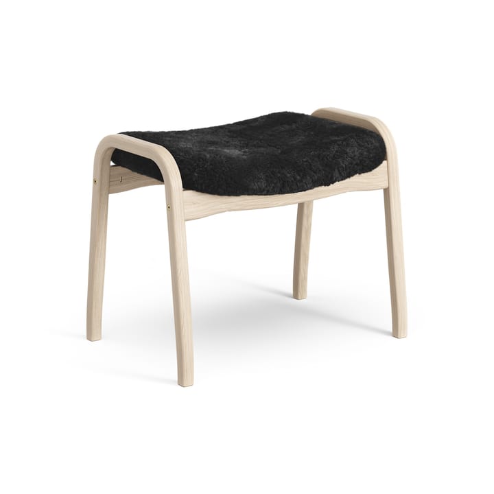 Lamino foot stool white pigmented oak/sheep skin, Black (black) Swedese