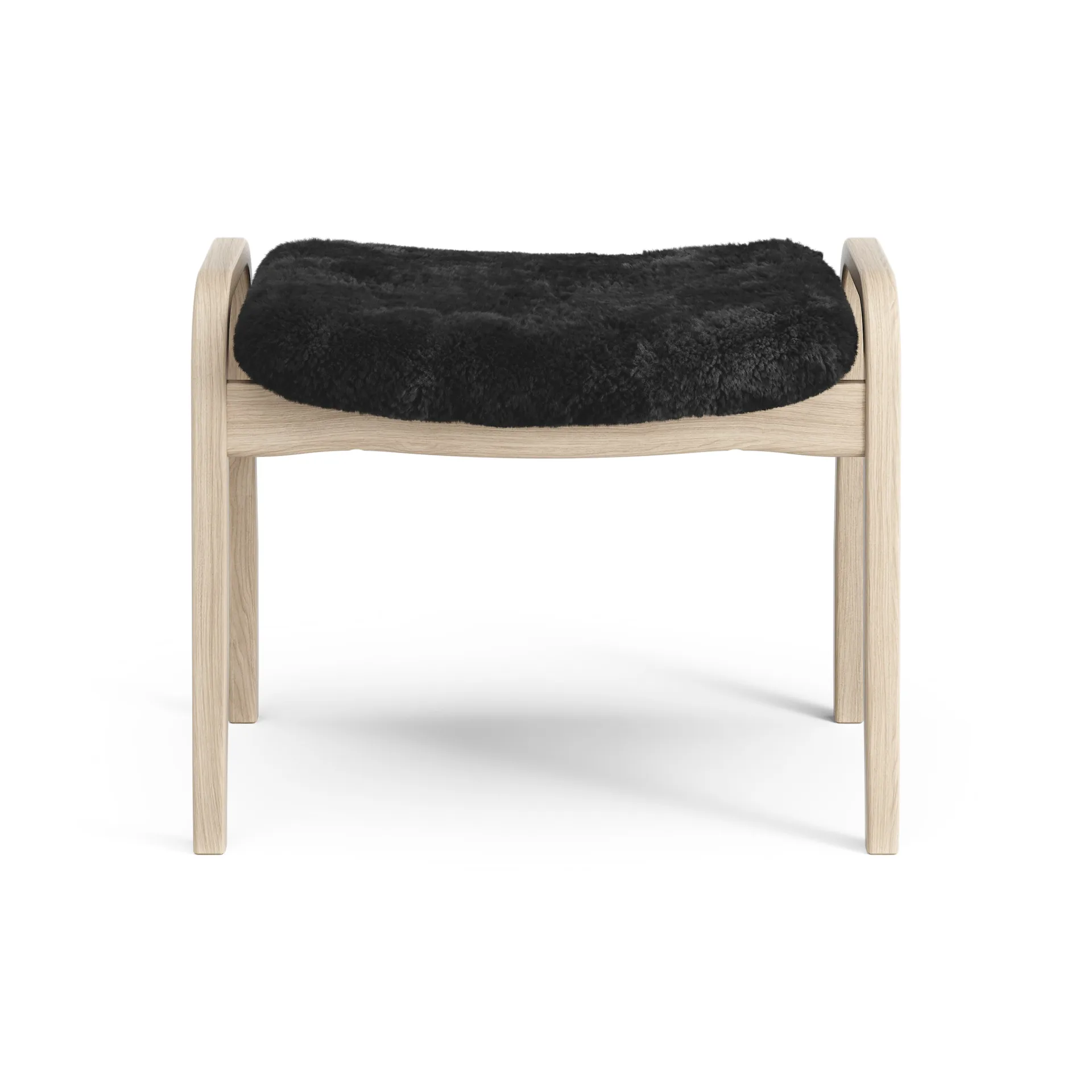 Lamino foot stool white pigmented oak/sheep skin, Black (black) Swedese