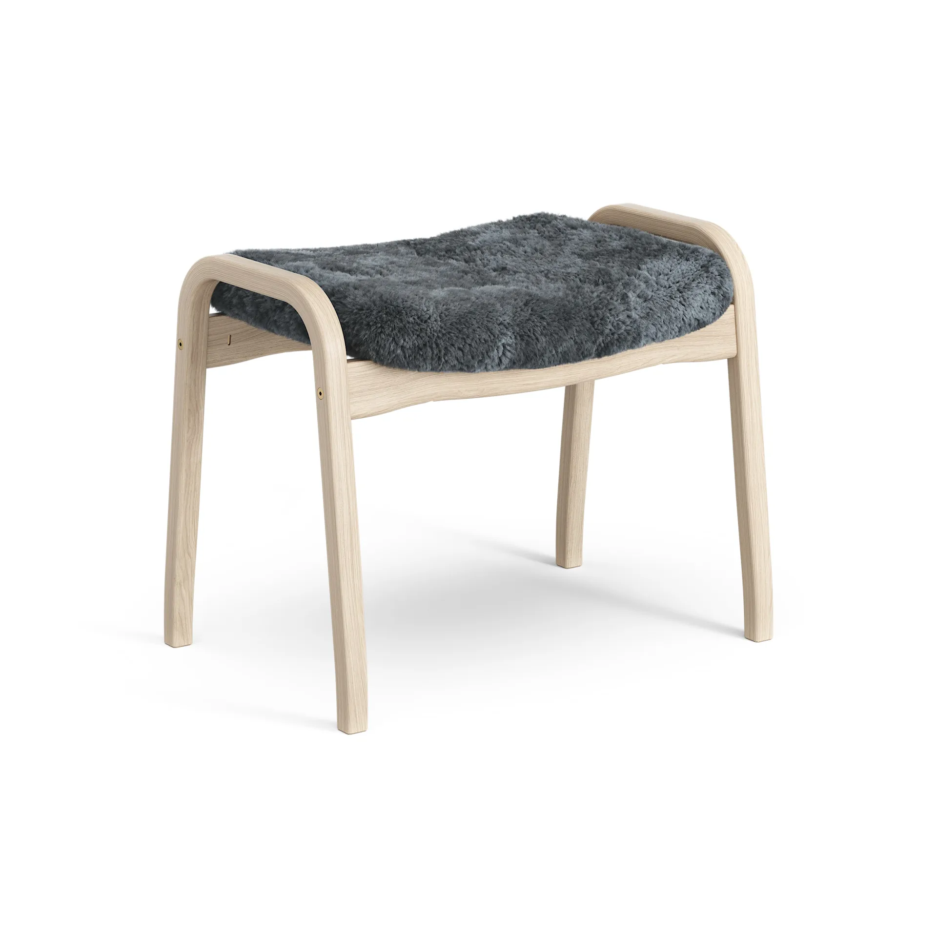 Lamino foot stool white pigmented oak/sheep skin, Charcoal (dark grey) Swedese