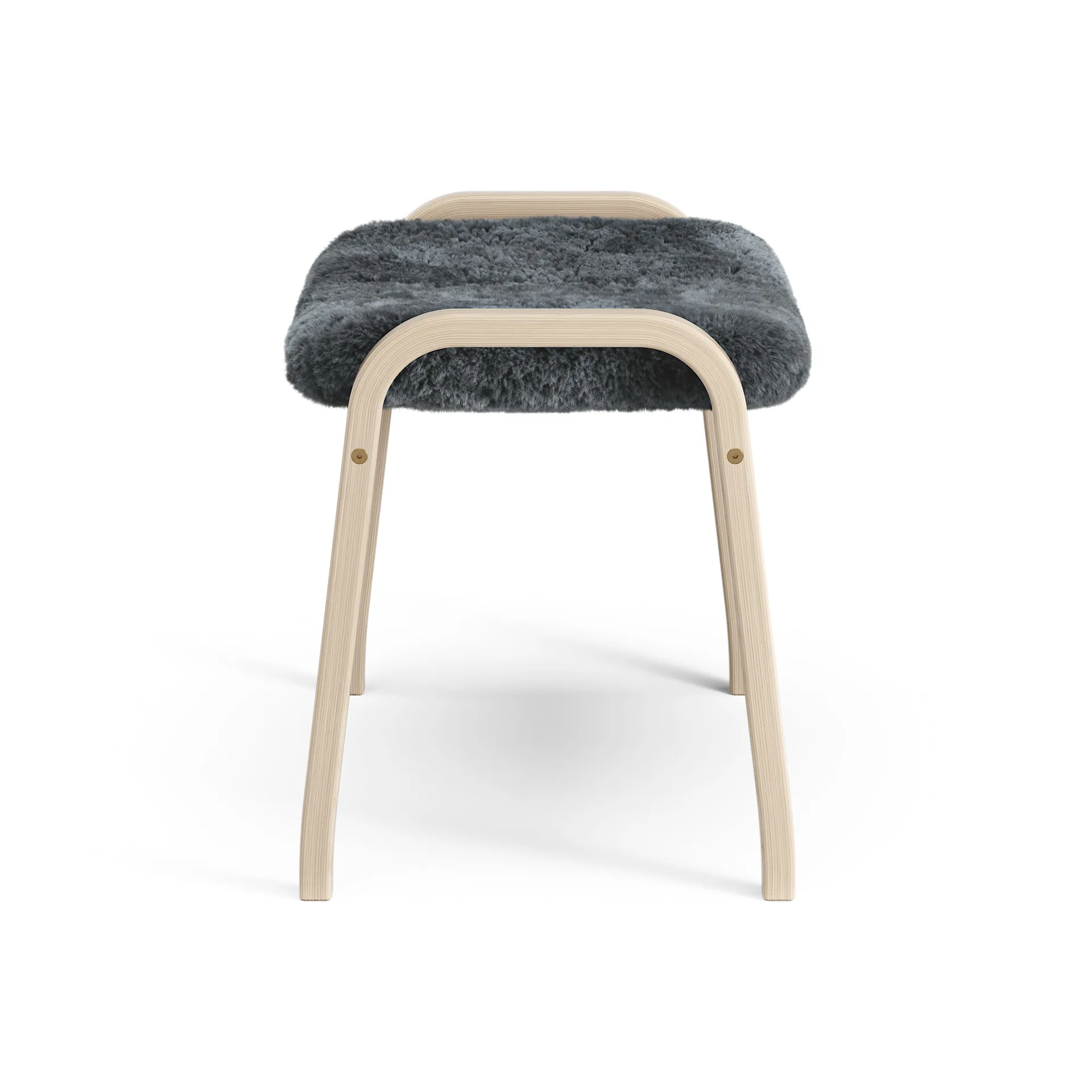 Lamino foot stool white pigmented oak/sheep skin, Charcoal (dark grey) Swedese