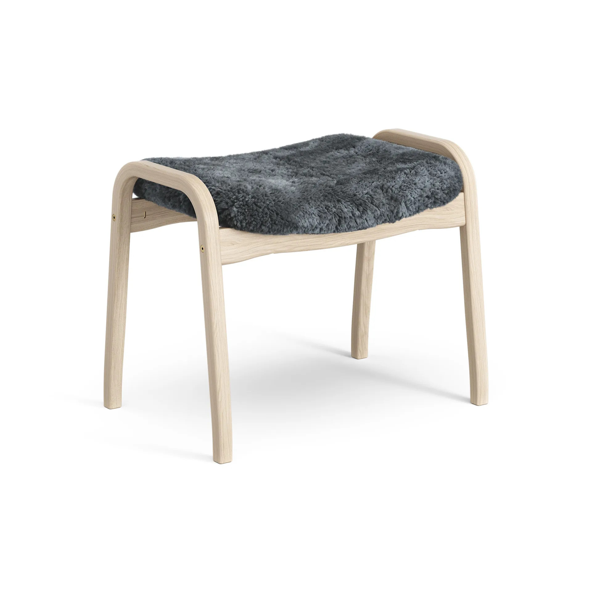 Lamino foot stool white pigmented oak/sheep skin, Charcoal (dark grey) Swedese