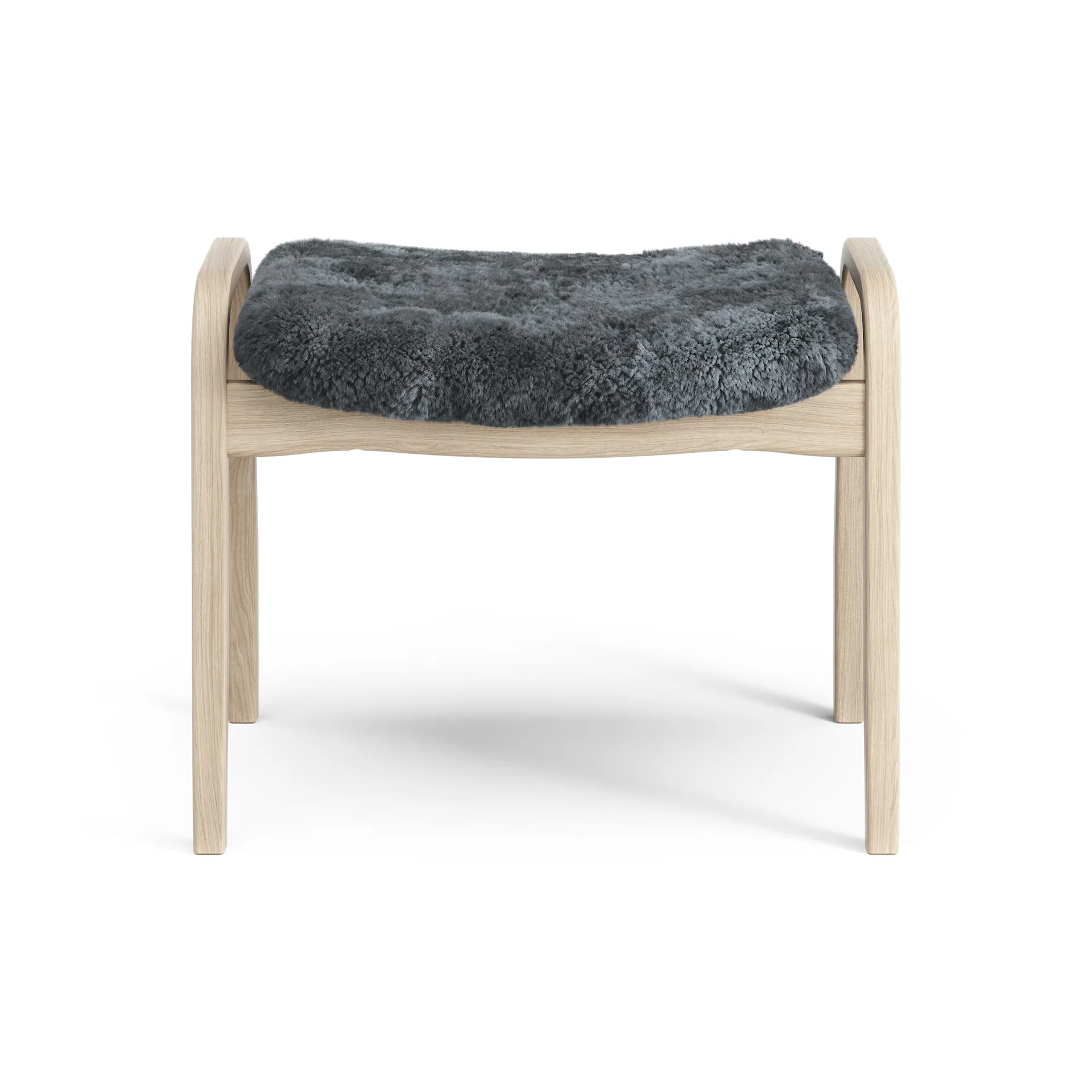 Lamino foot stool white pigmented oak/sheep skin, Charcoal (dark grey) Swedese