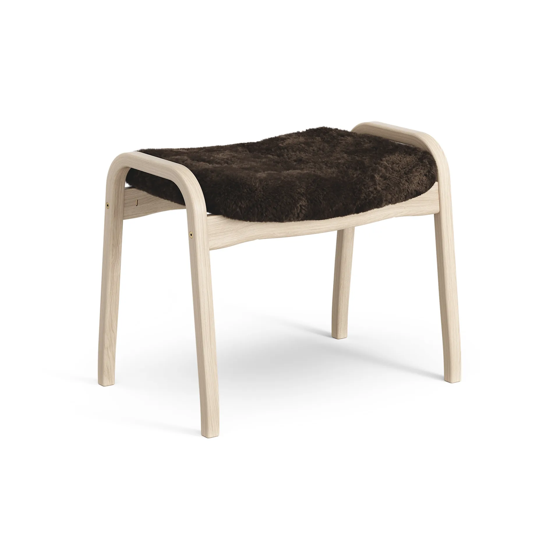 Lamino foot stool white pigmented oak/sheep skin, Espresso (brown) Swedese