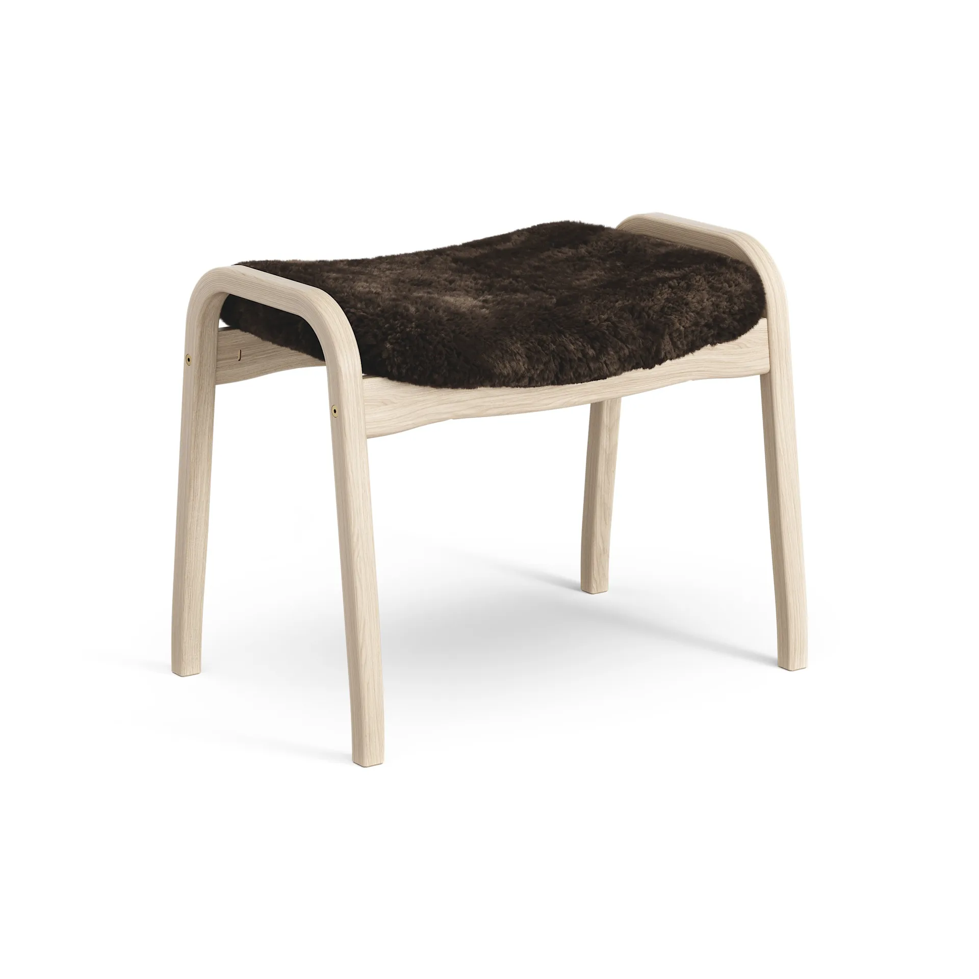 Lamino foot stool white pigmented oak/sheep skin, Espresso (brown) Swedese
