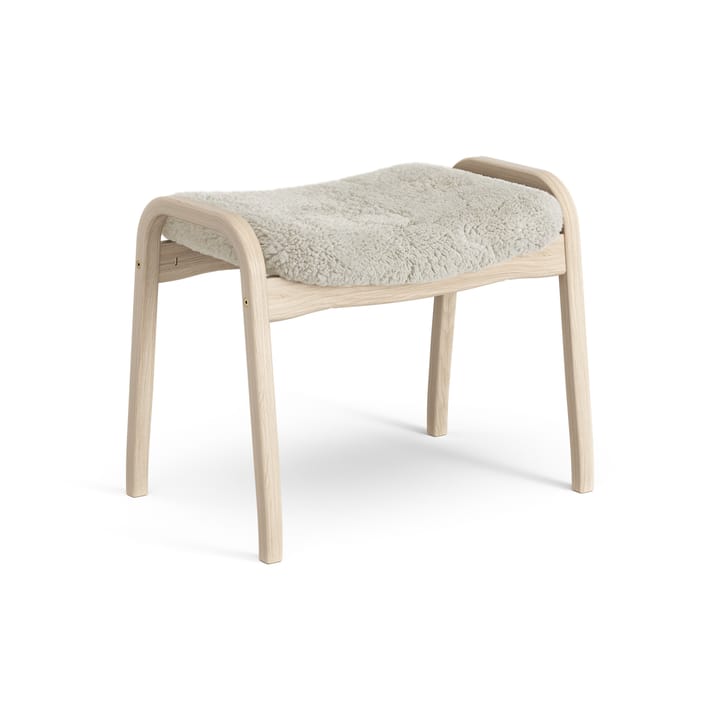 Lamino foot stool white pigmented oak/sheep skin, Moonlight (beige) Swedese