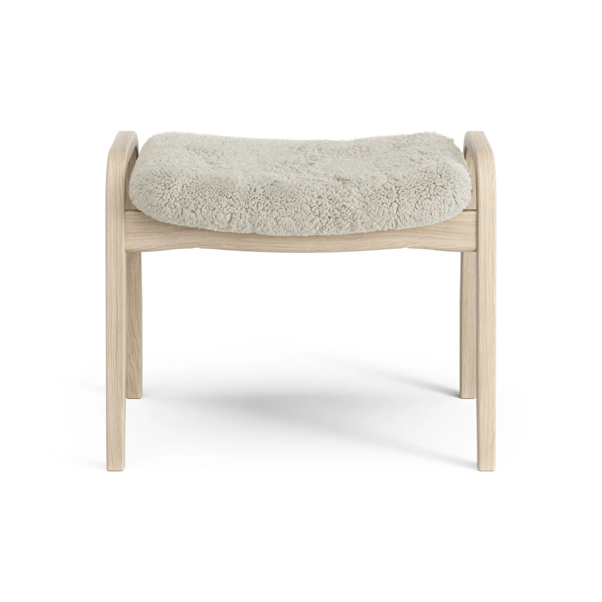 Lamino foot stool white pigmented oak/sheep skin, Moonlight (beige) Swedese