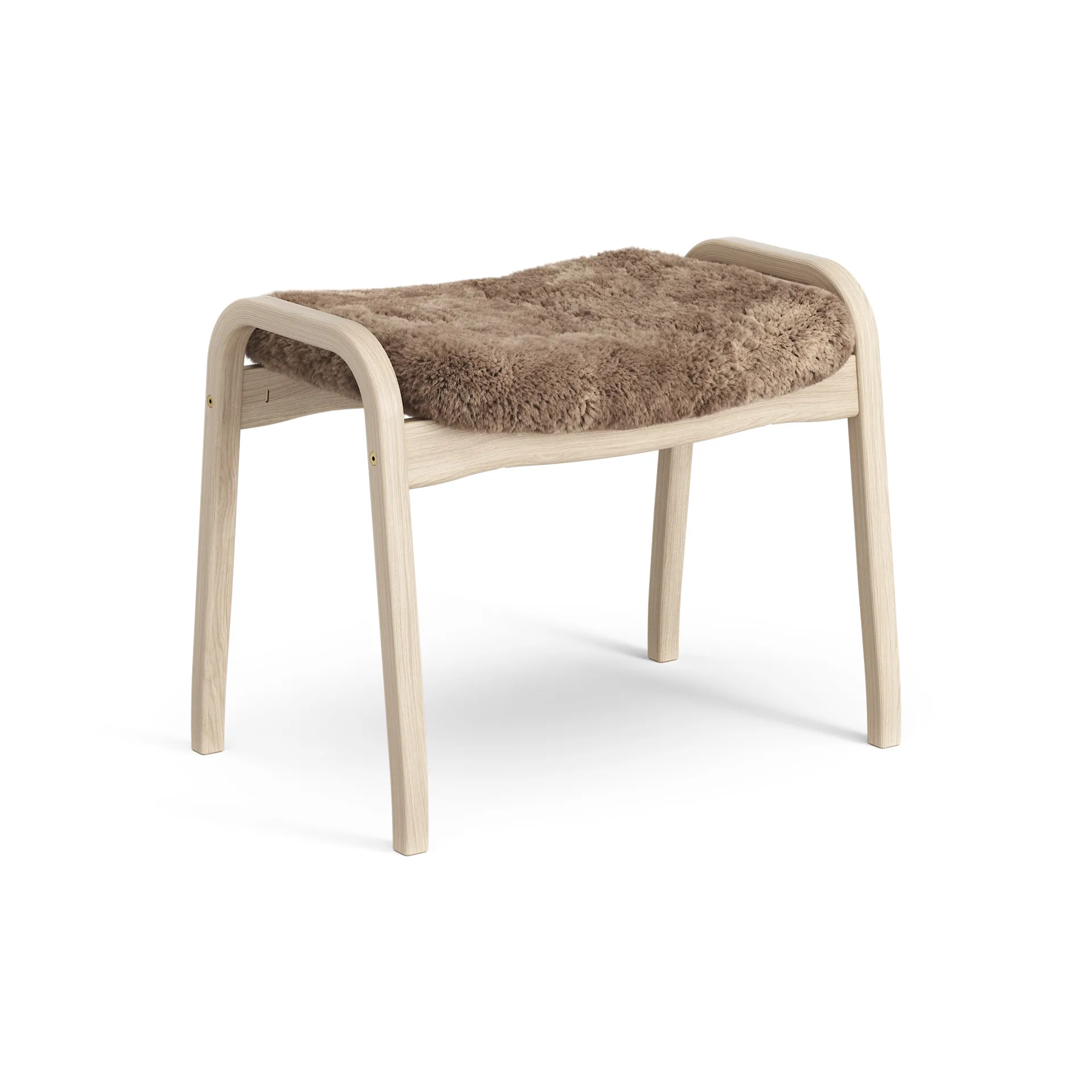 Lamino foot stool white pigmented oak/sheep skin, Sahara (nougat brown) Swedese