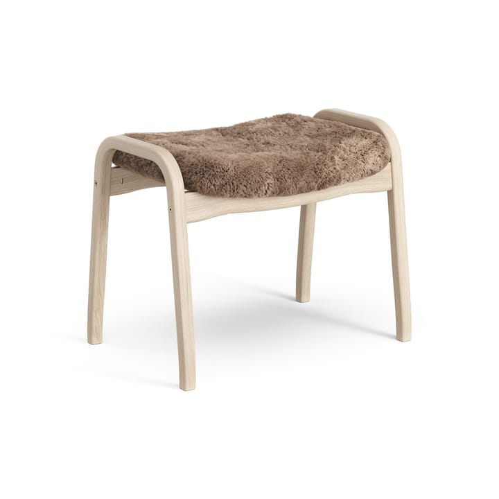 Lamino foot stool white pigmented oak/sheep skin - Sahara (nougat brown) - Swedese