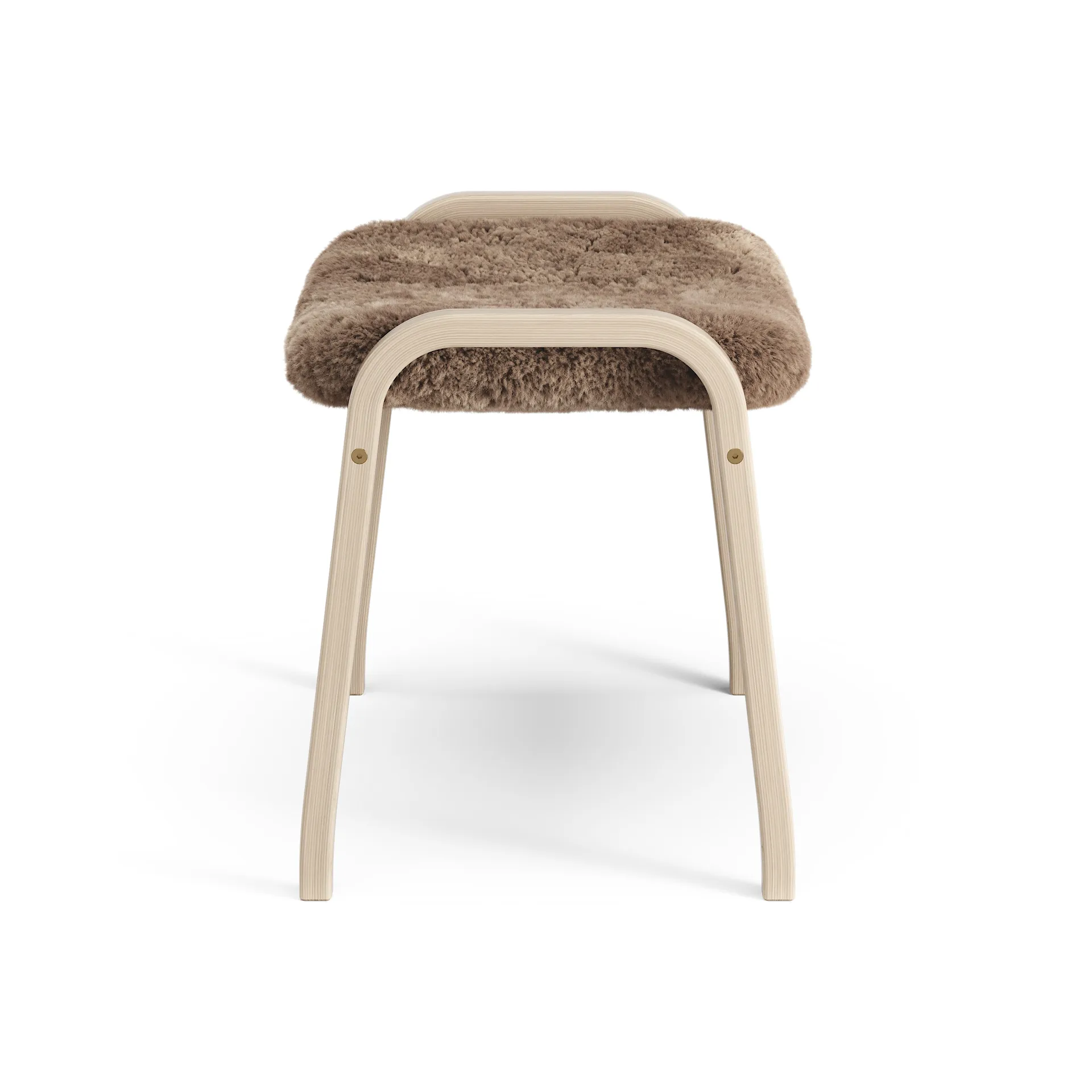 Lamino foot stool white pigmented oak/sheep skin, Sahara (nougat brown) Swedese